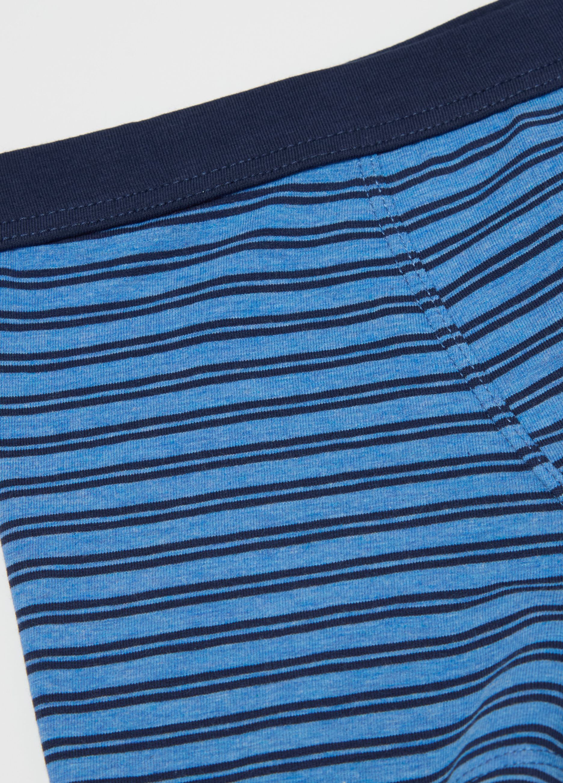 Striped midi boxer shorts in stretch cotton
