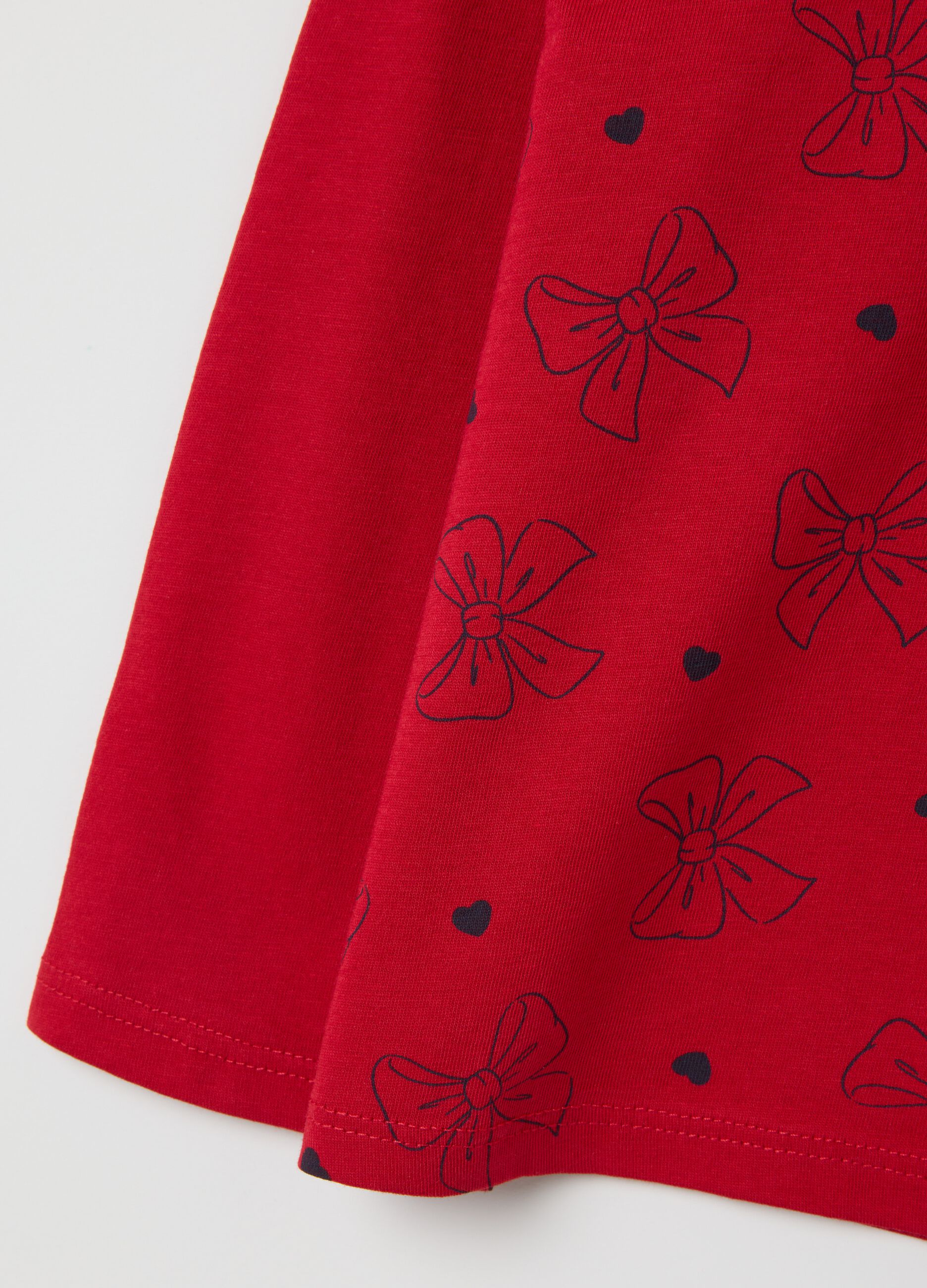 Regular fit pure cotton red baby girl top with embroidered bows