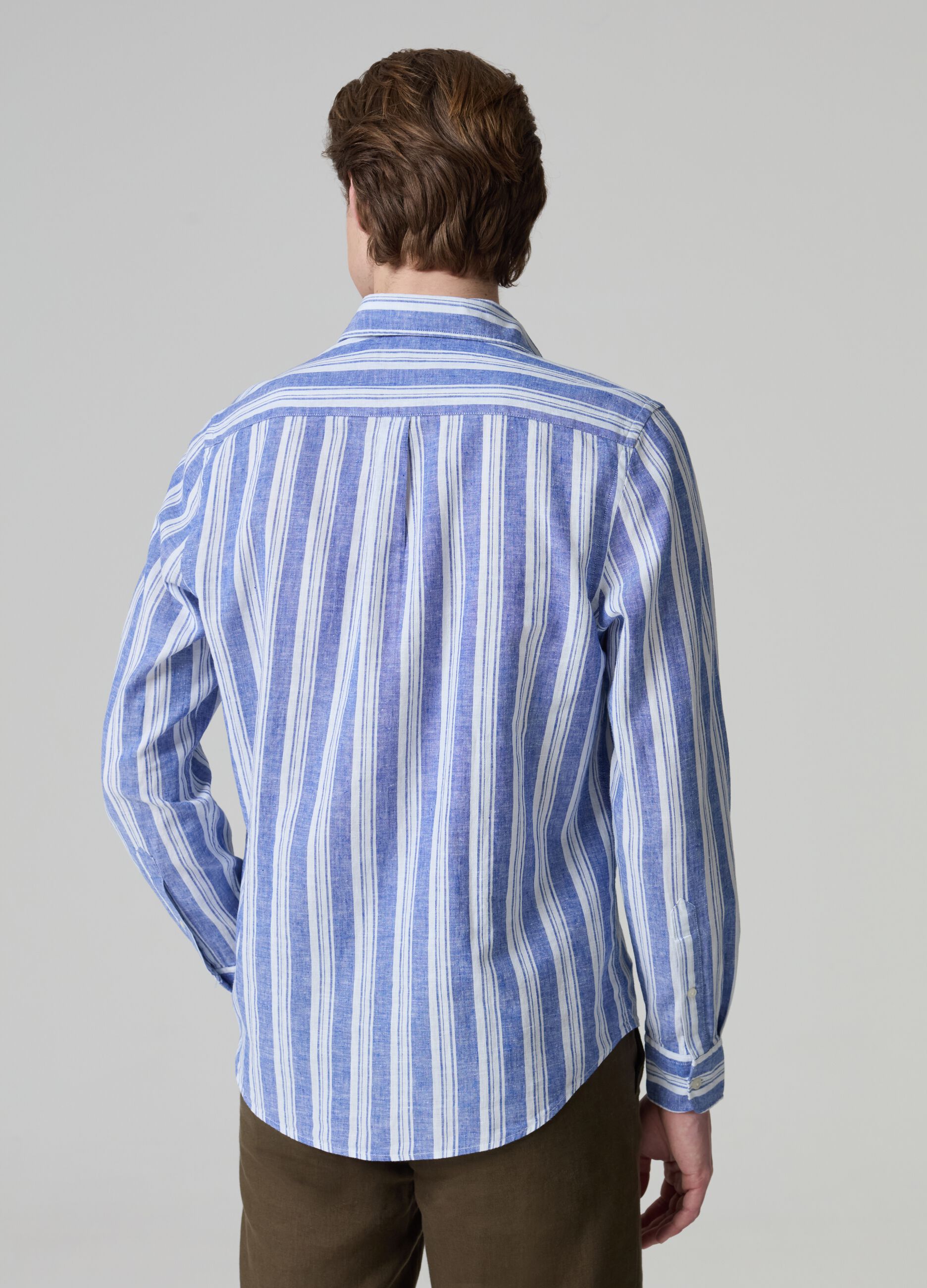 Camicia in lino e cotone a righe