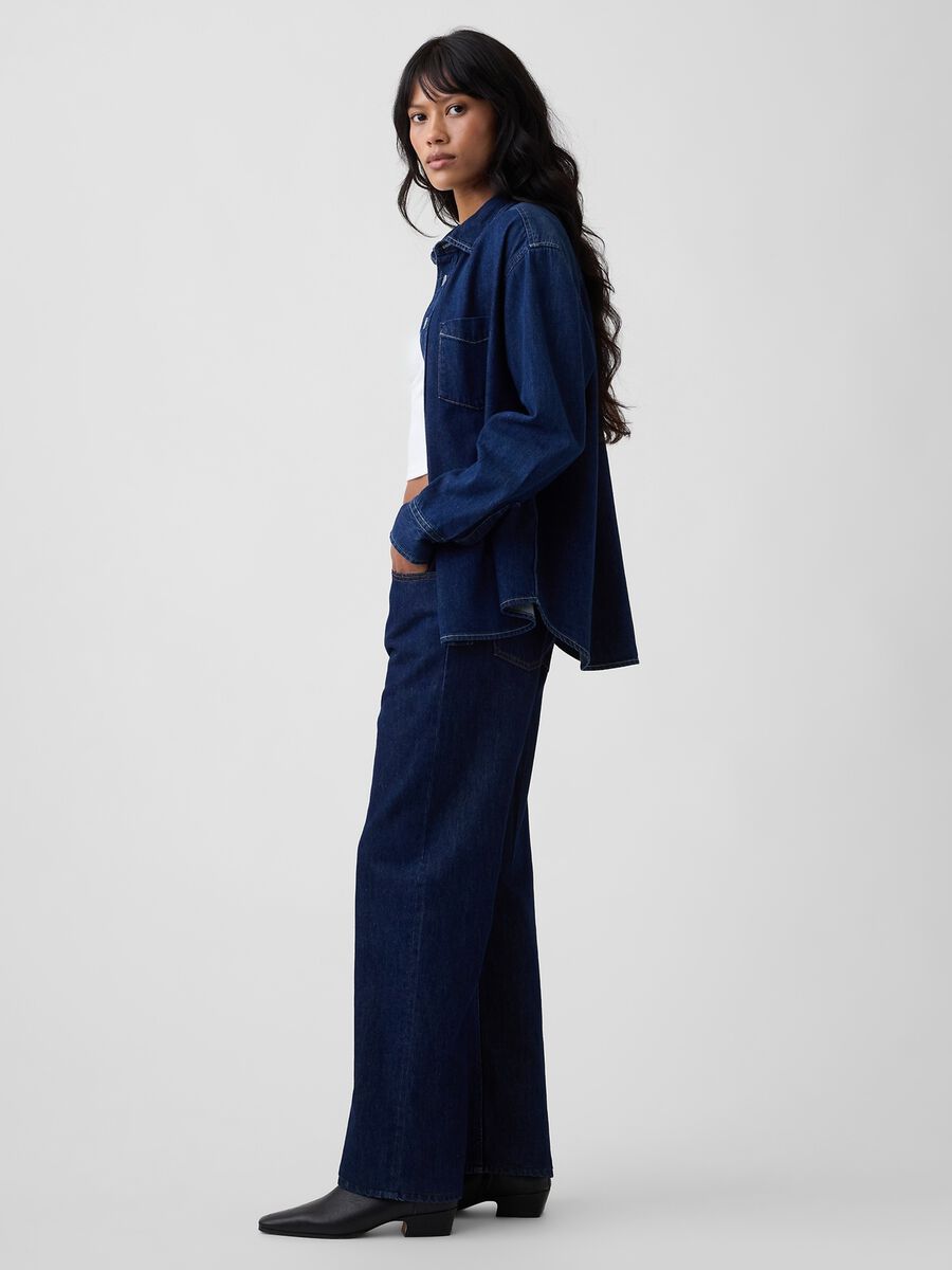 Jeans denim in puro cotone a gamba dritta_3