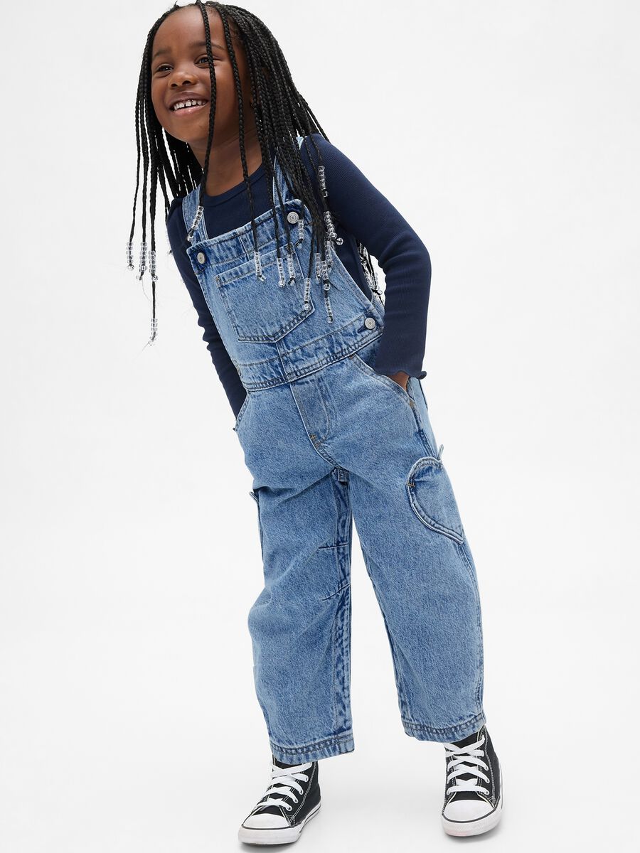 Salopette denim in cotone per bambina_0