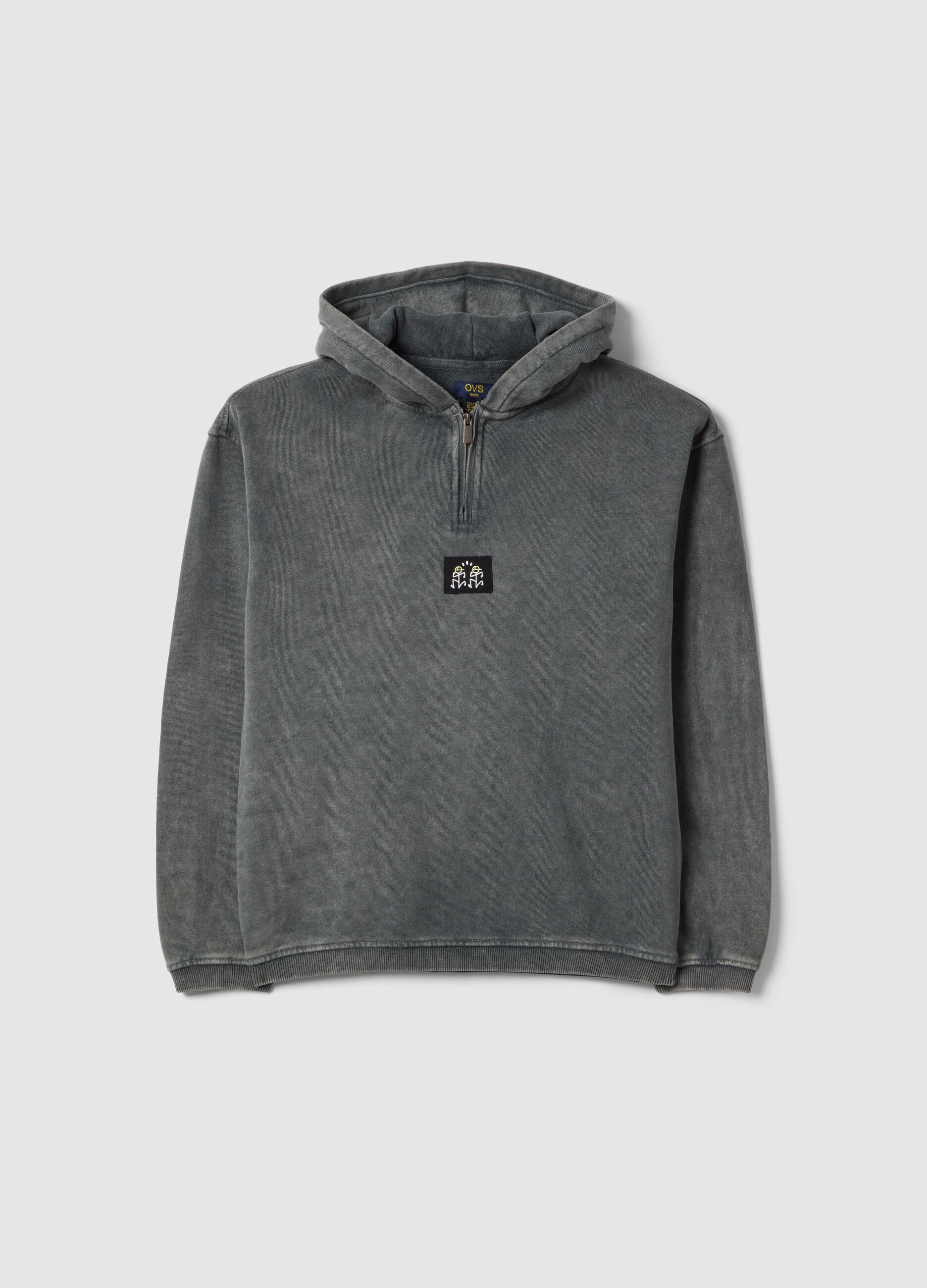 Boy's oversized fit grey cotton TieDye sweatshirt