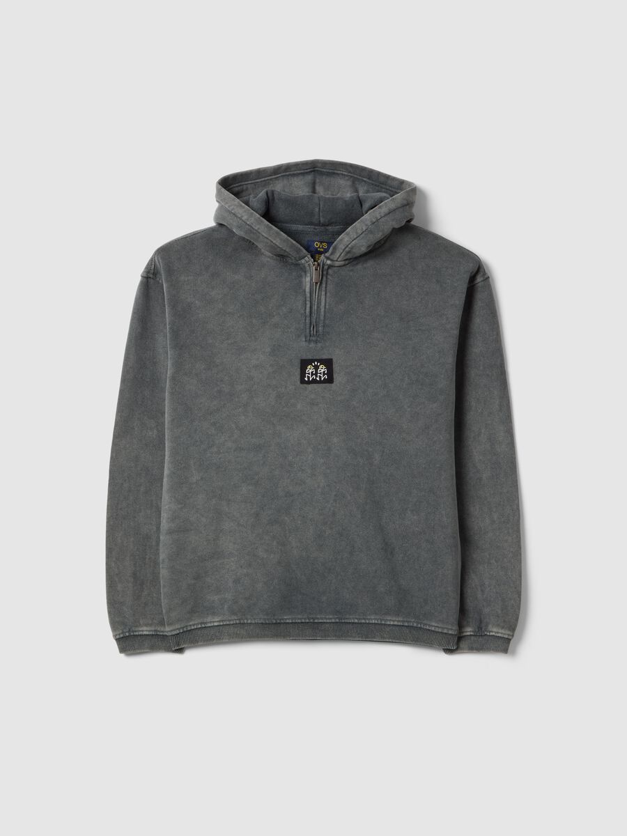 Boy's oversized fit grey cotton TieDye sweatshirt_0