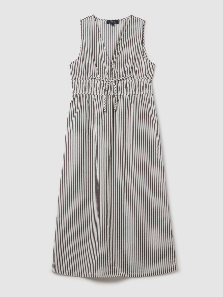 Striped midi dress with V neck_4