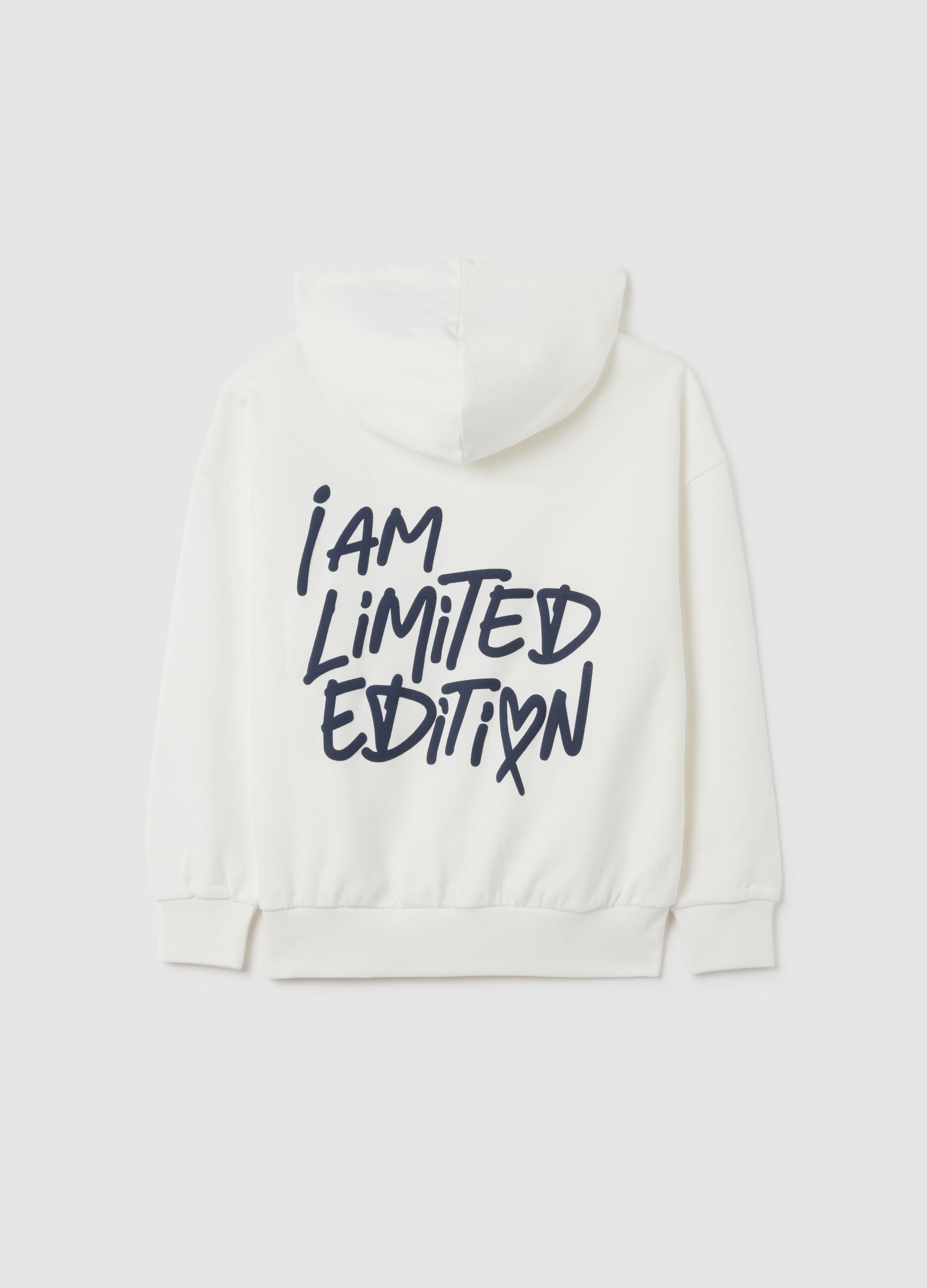 Girls' oversized pure cotton white hoodie
