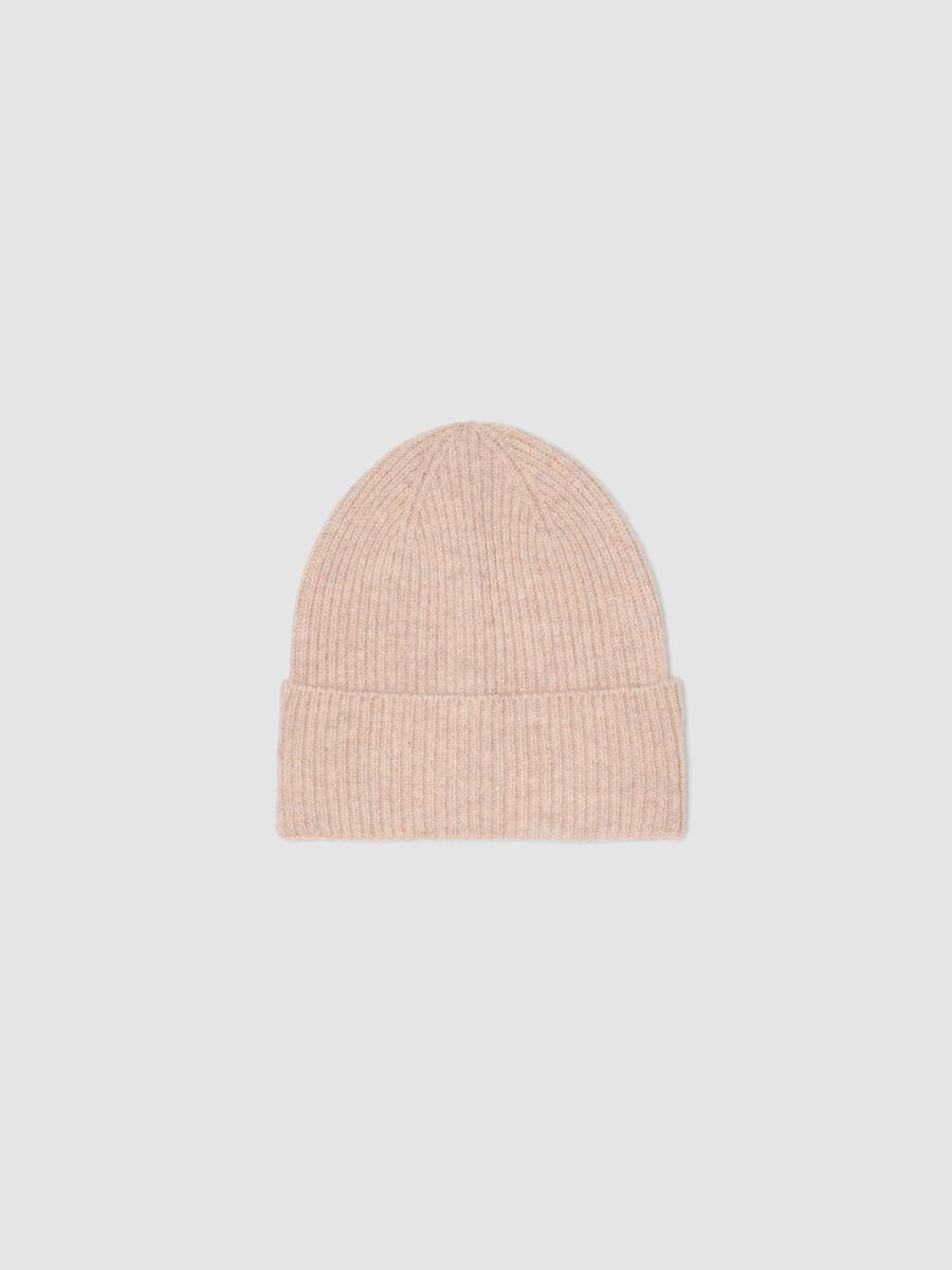 Pink ribbed stretch-wool beanie_0