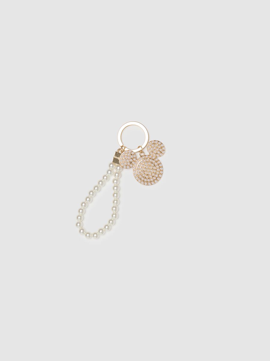 Gold Keychain with Pearls and Disney Rhinestones_0