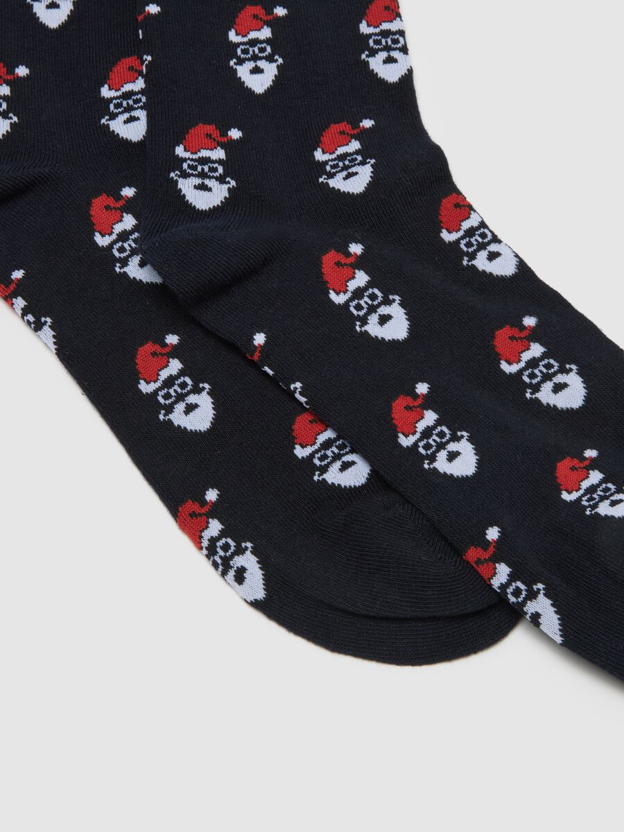 Black Cotton Blend Christmas Socks_2