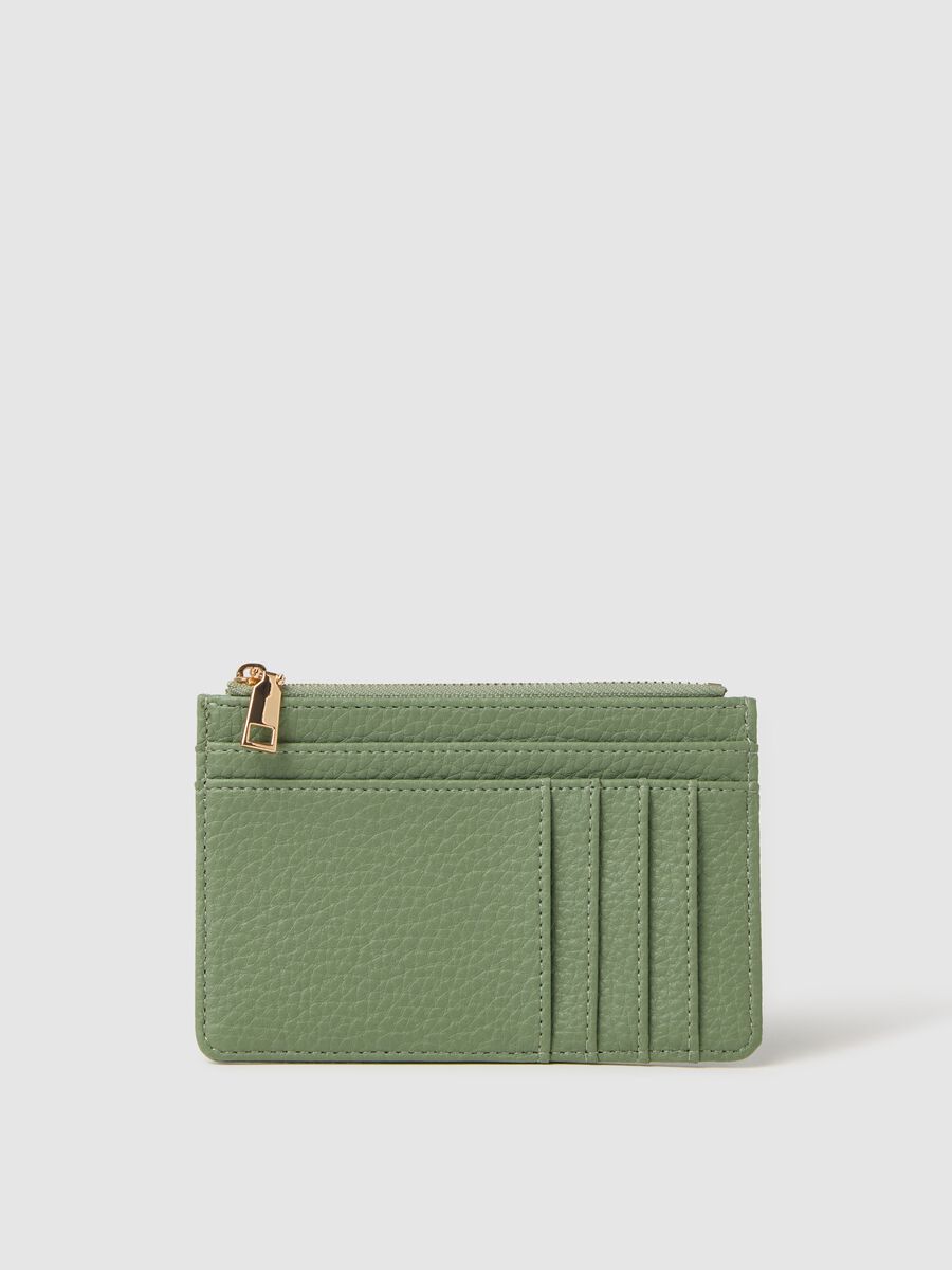 Green textured-effect credit card holder_0