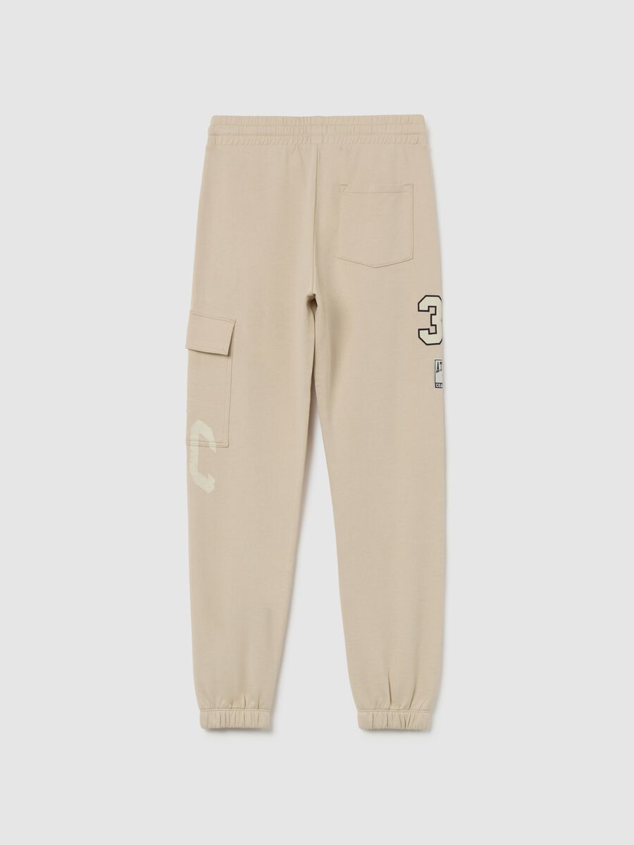 Boy's beige regular fit pure cotton joggers_4
