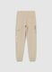 Boy's beige regular fit pure cotton joggers_4