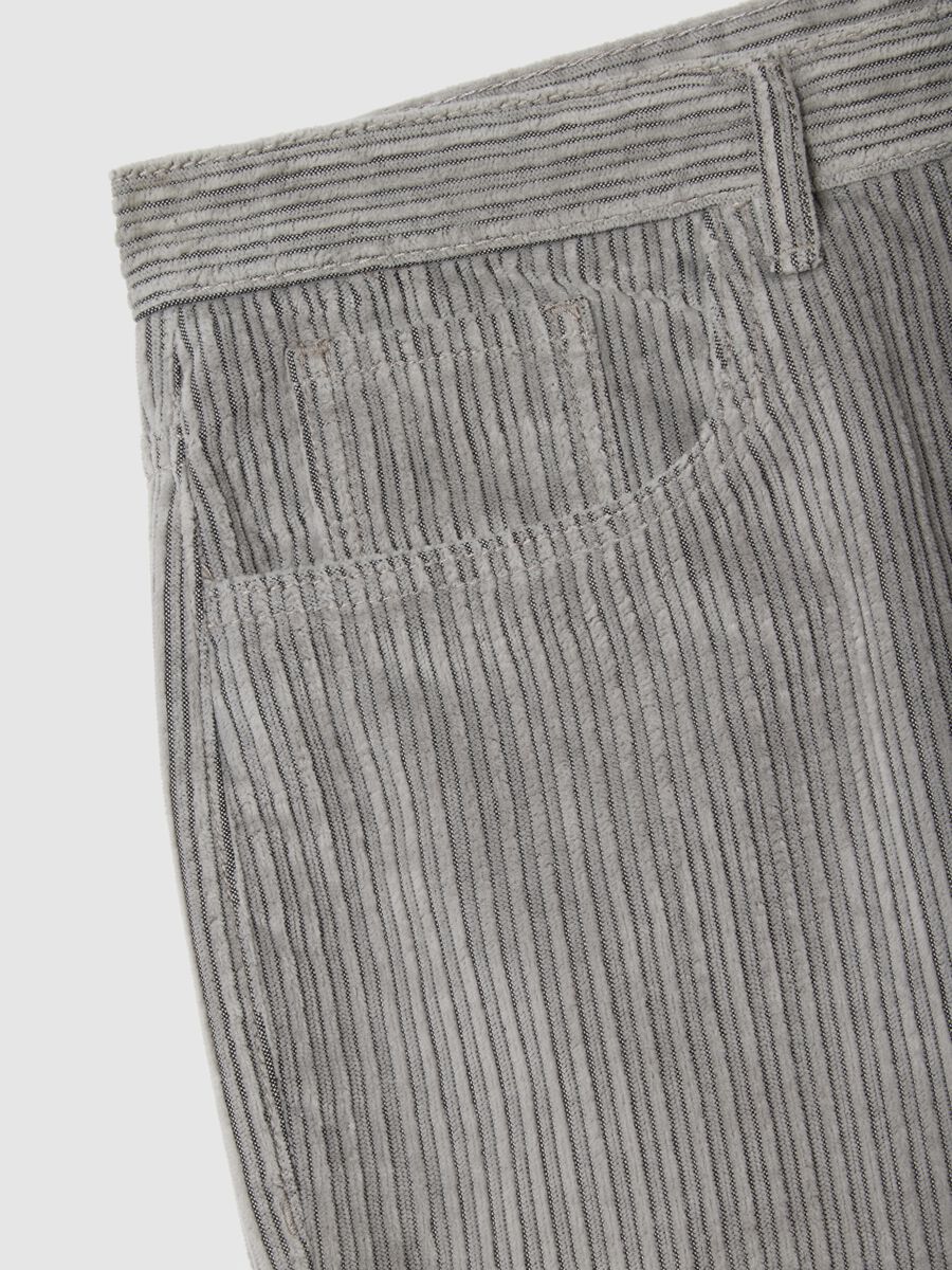 Grey cotton blend corduroy regular fit trousers_1
