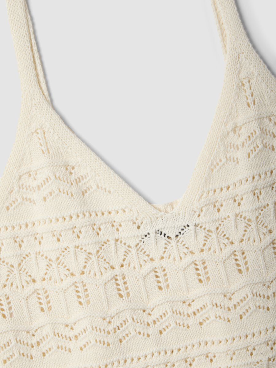 Canotta in puro cotone bianca regular fit con lavorazione a maglia_5