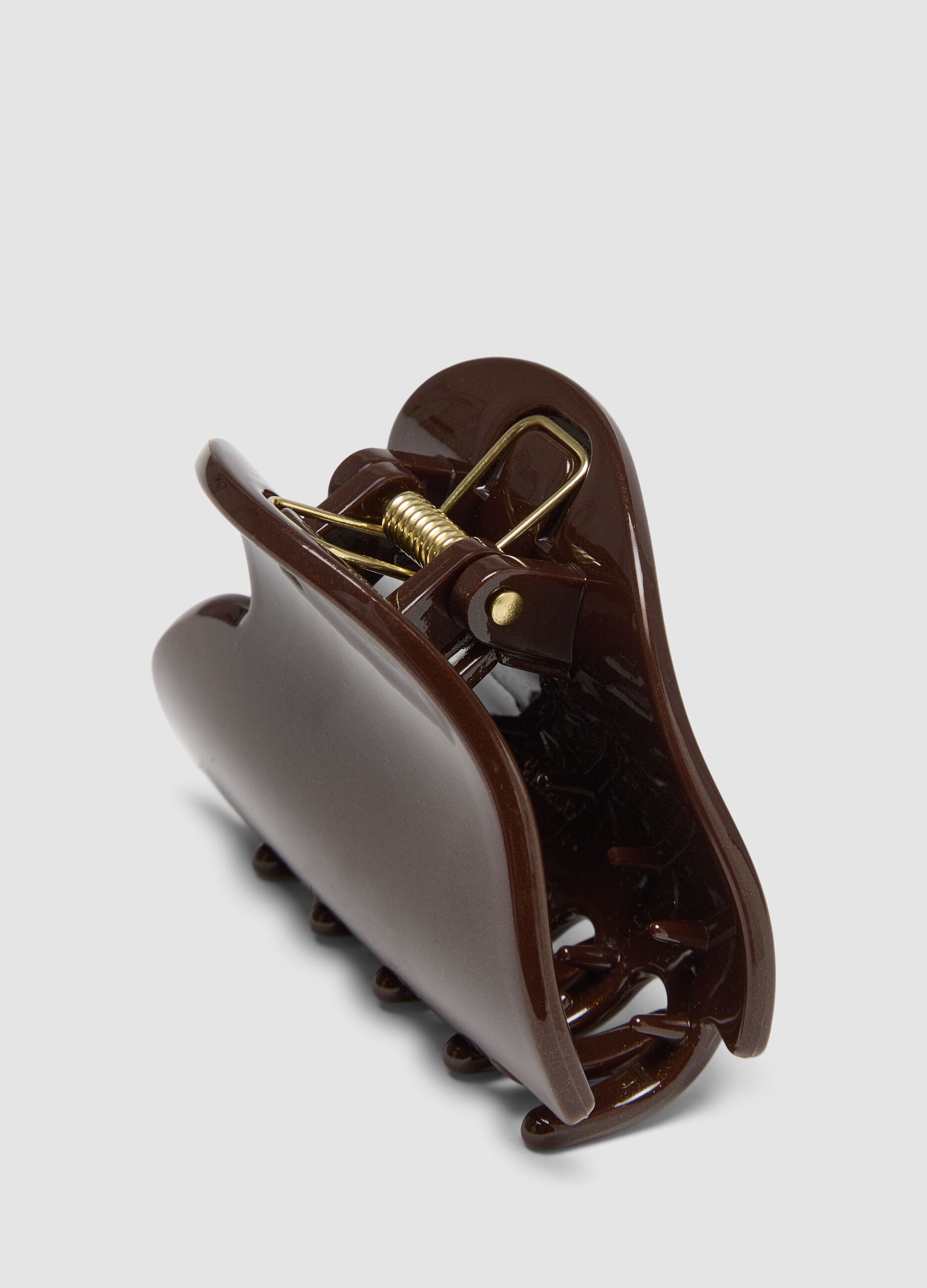 Pinza per capelli marrone lucida