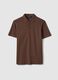 Brown linen and cotton blend regular fit polo_4