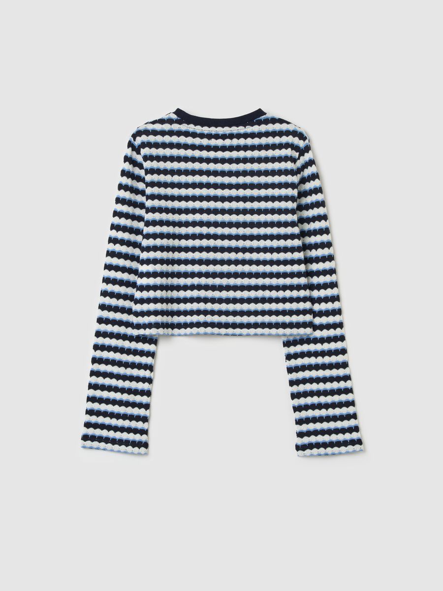 T-shirt maniche lunghe in maglia motivo a righe _4