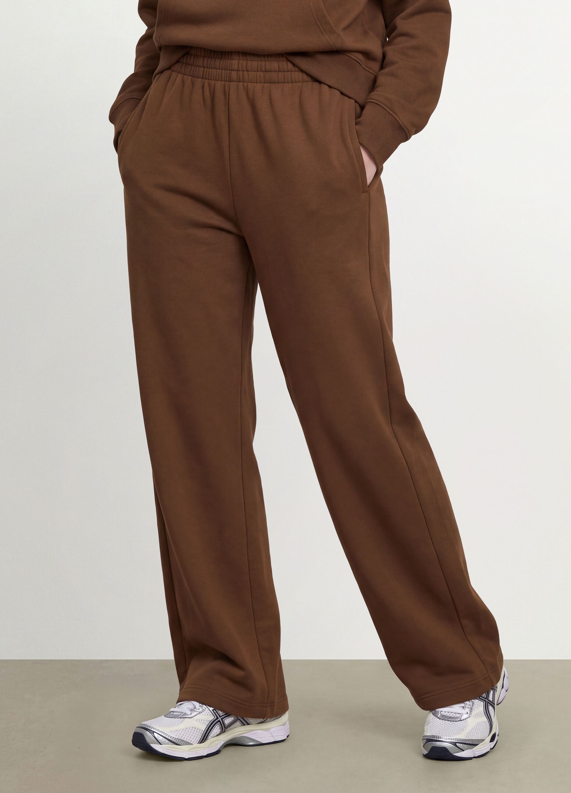 Brown cotton-blend straight-fit joggers