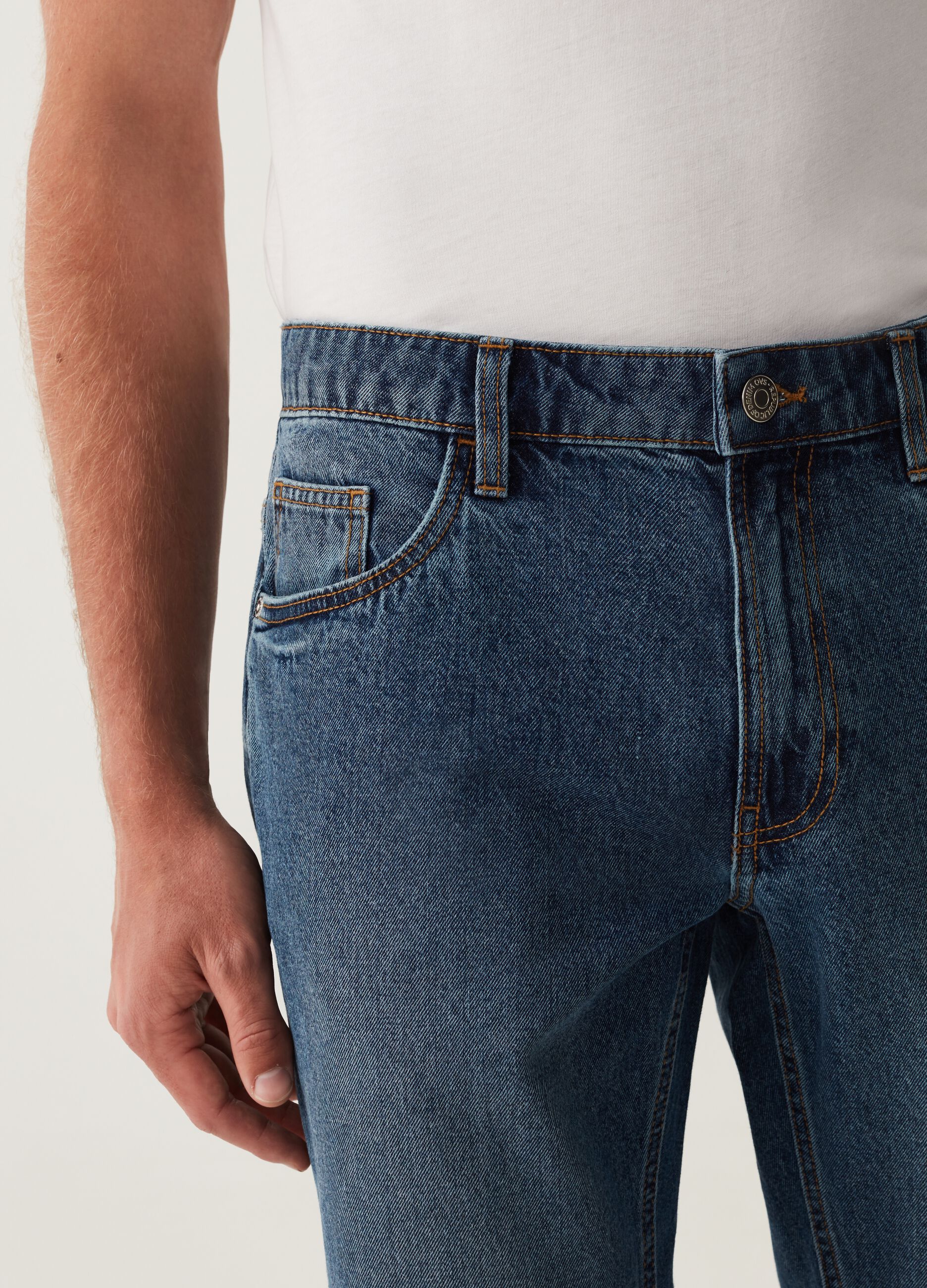 Jeans slim fit acid wash cinque tasche_3