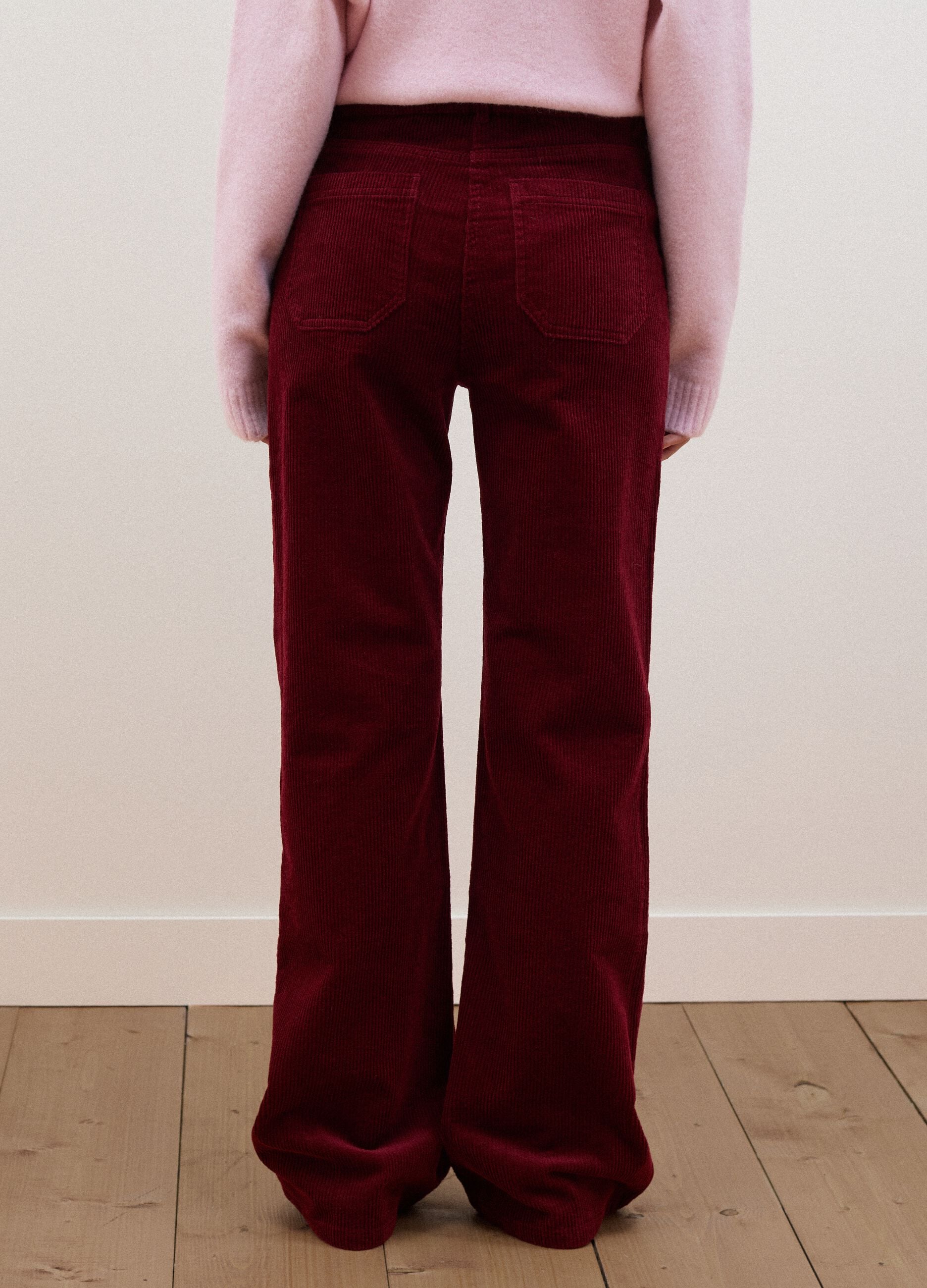 Red flared corduroy stretch-cotton trousers