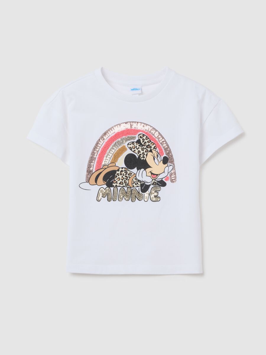 Girls' white stretch cotton t-shirt with print_0