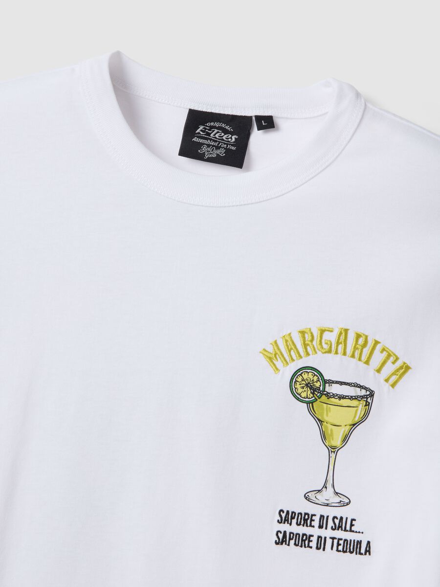 White pure cotton regular fit T-shirt with Margarita print_5