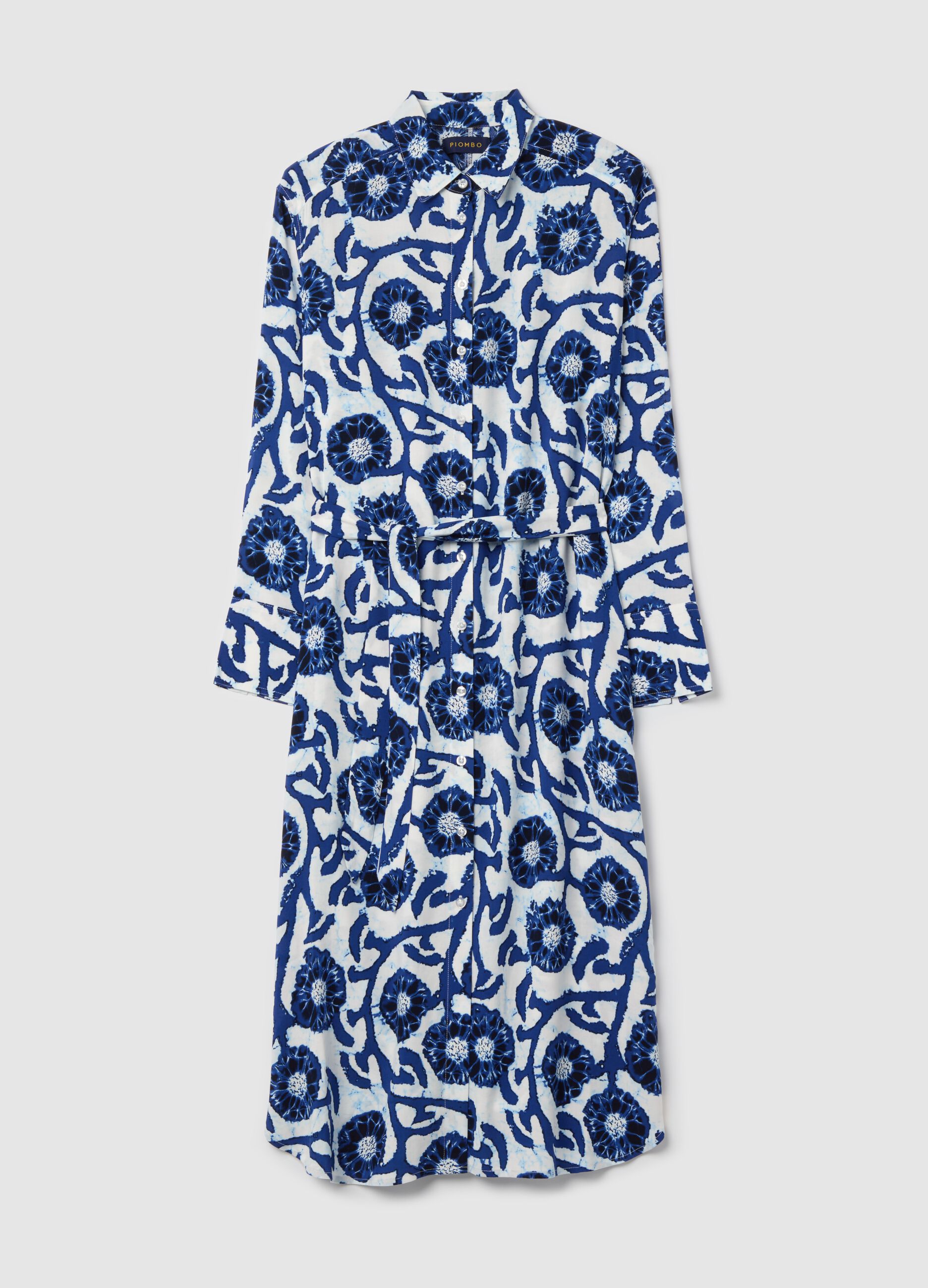 Vestito lungo chemisier con stampa