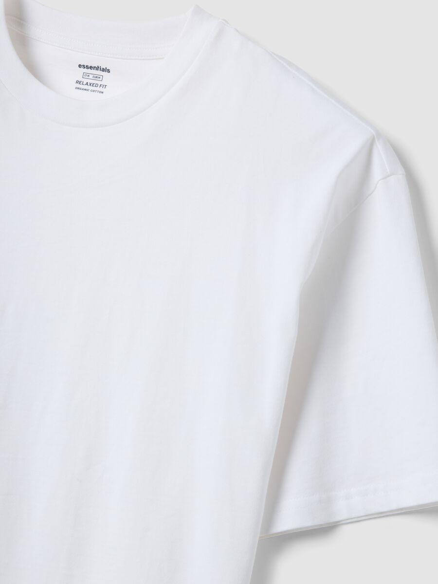 White pure cotton relaxed fit T-shirt_5