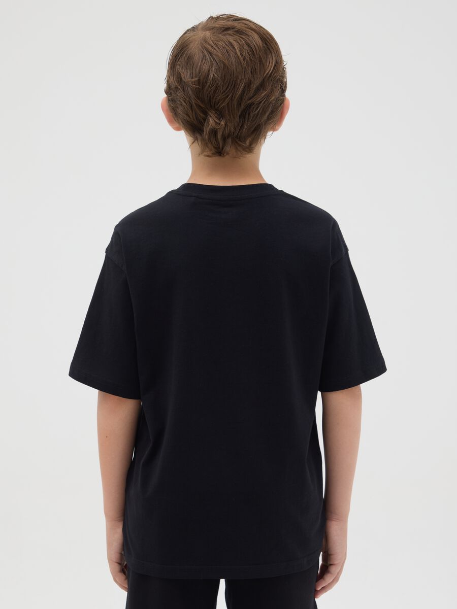 Boys' black pure cotton regular fit t-shirt with print_1