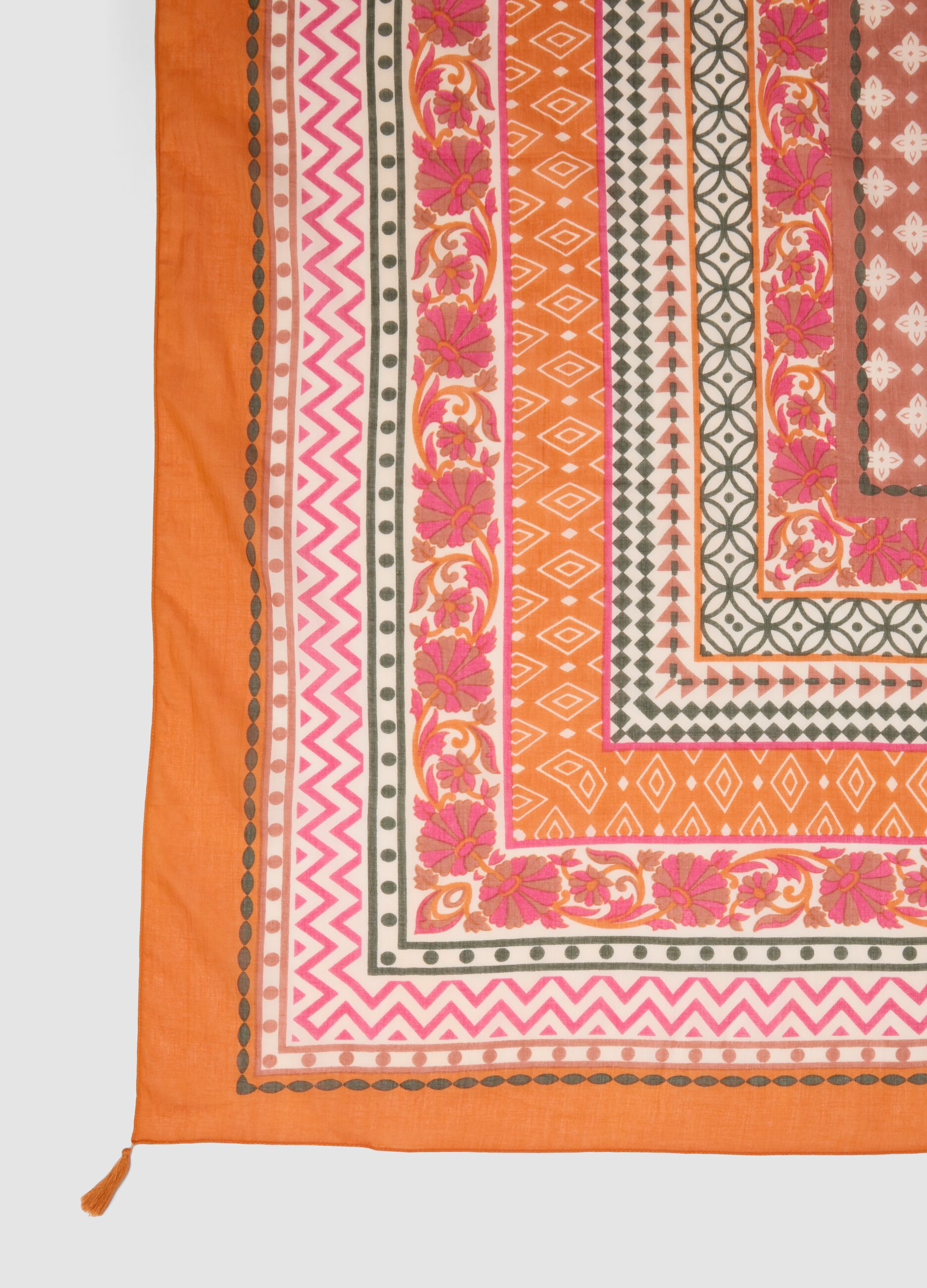 Orange pure cotton pareo with patterned print