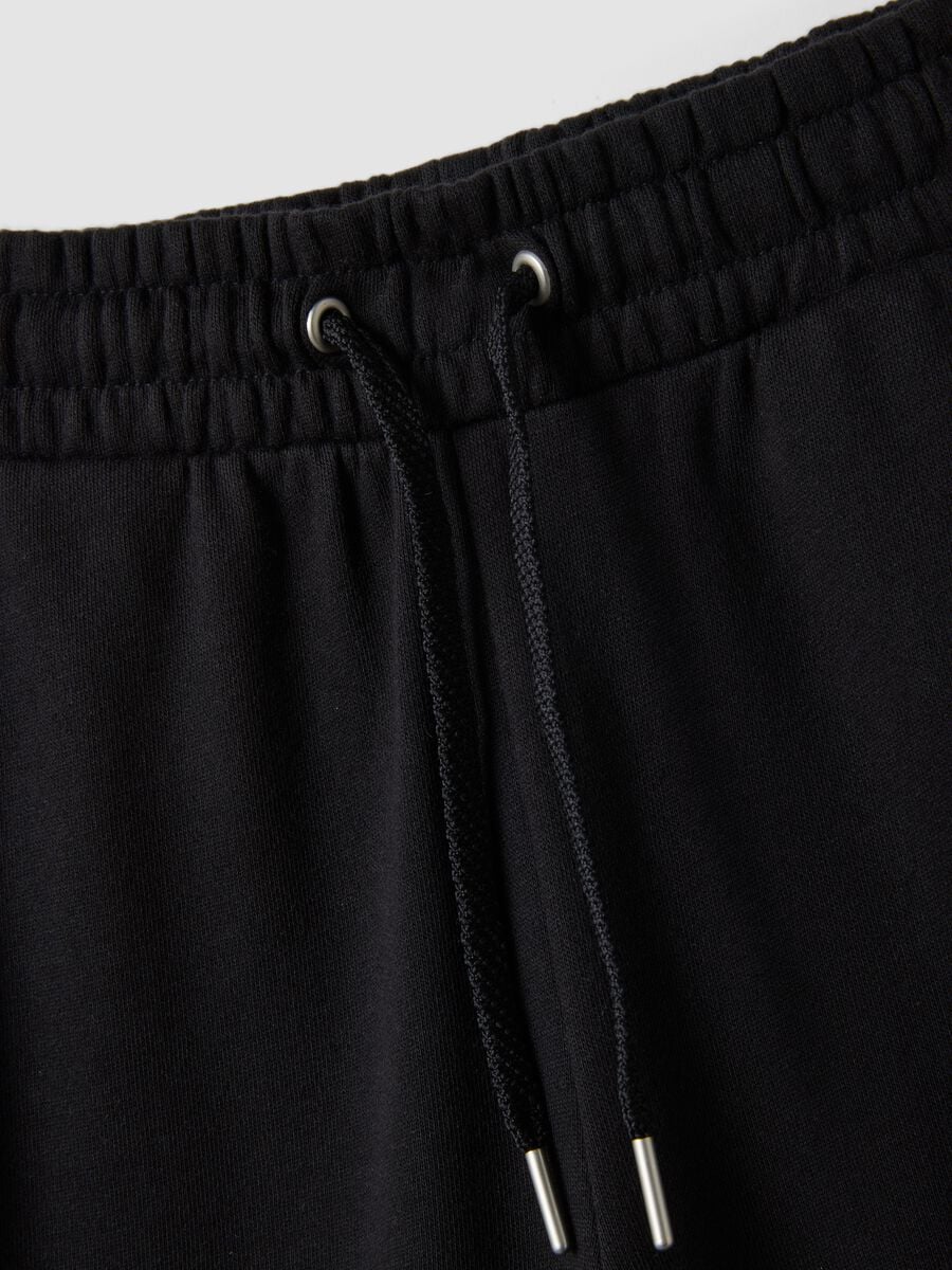 Pantaloni neri culotte in puro cotone organico per ragazza_5