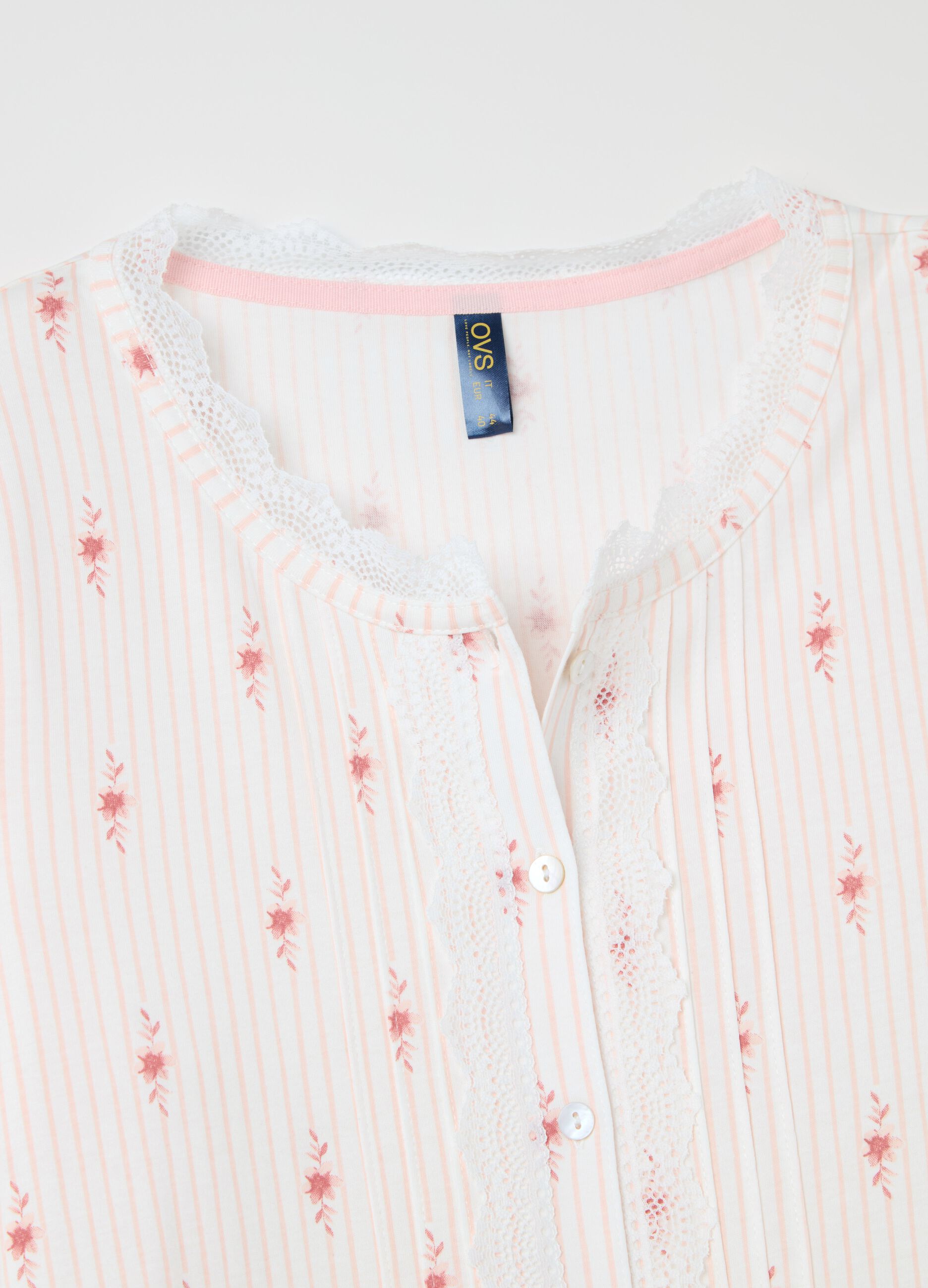 Striped nightdress with small flowers