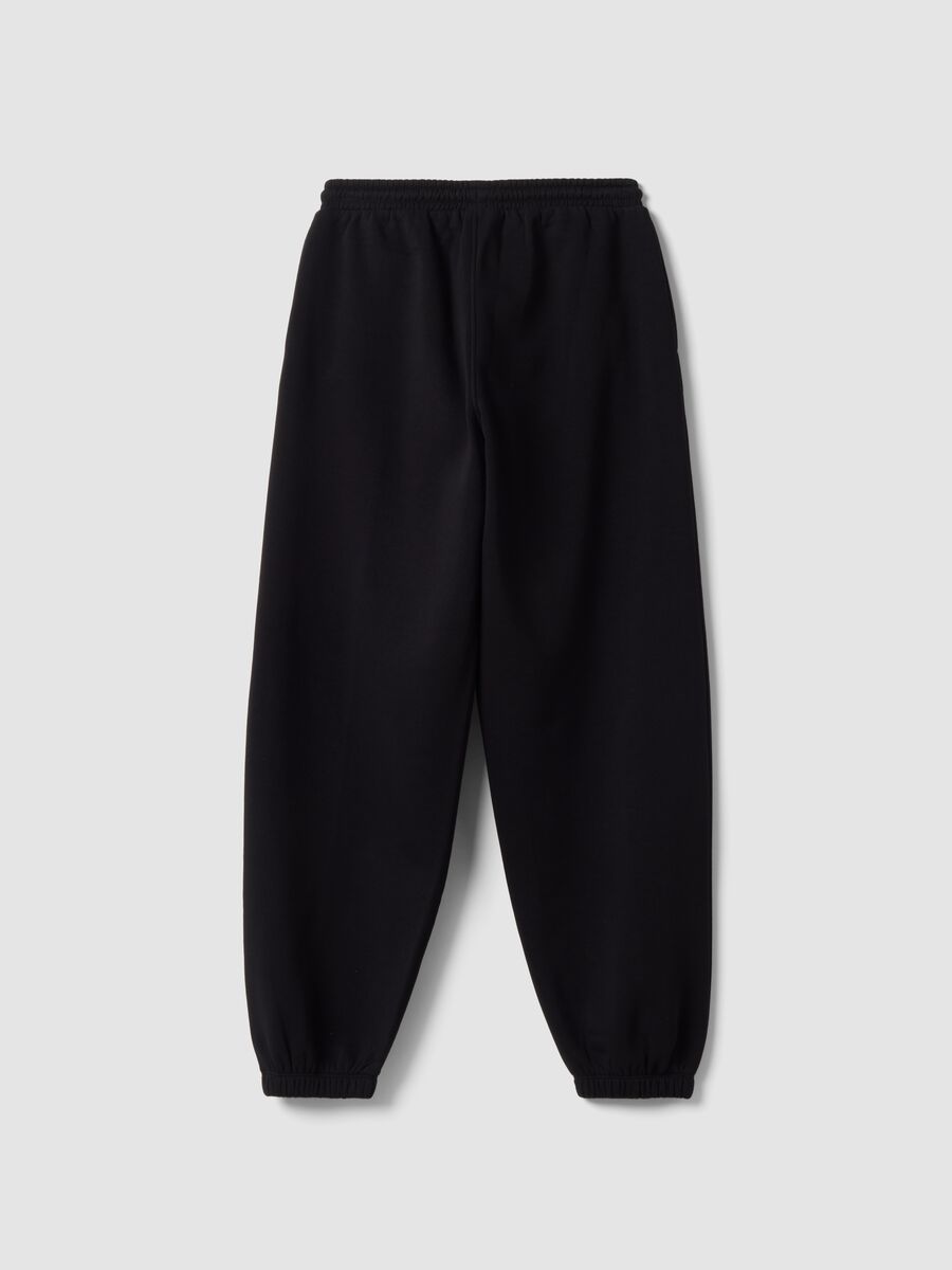 Pantaloni jogger neri in misto cotone con coulisse_7