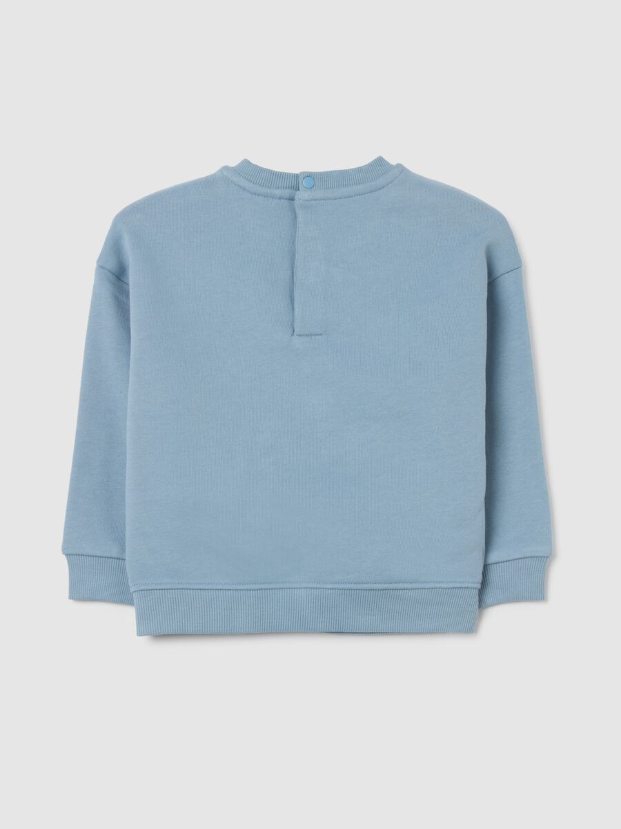 Felpa da bimbo in puro cotone azzurra vestibilità over con stampa e scollo rotondo_1