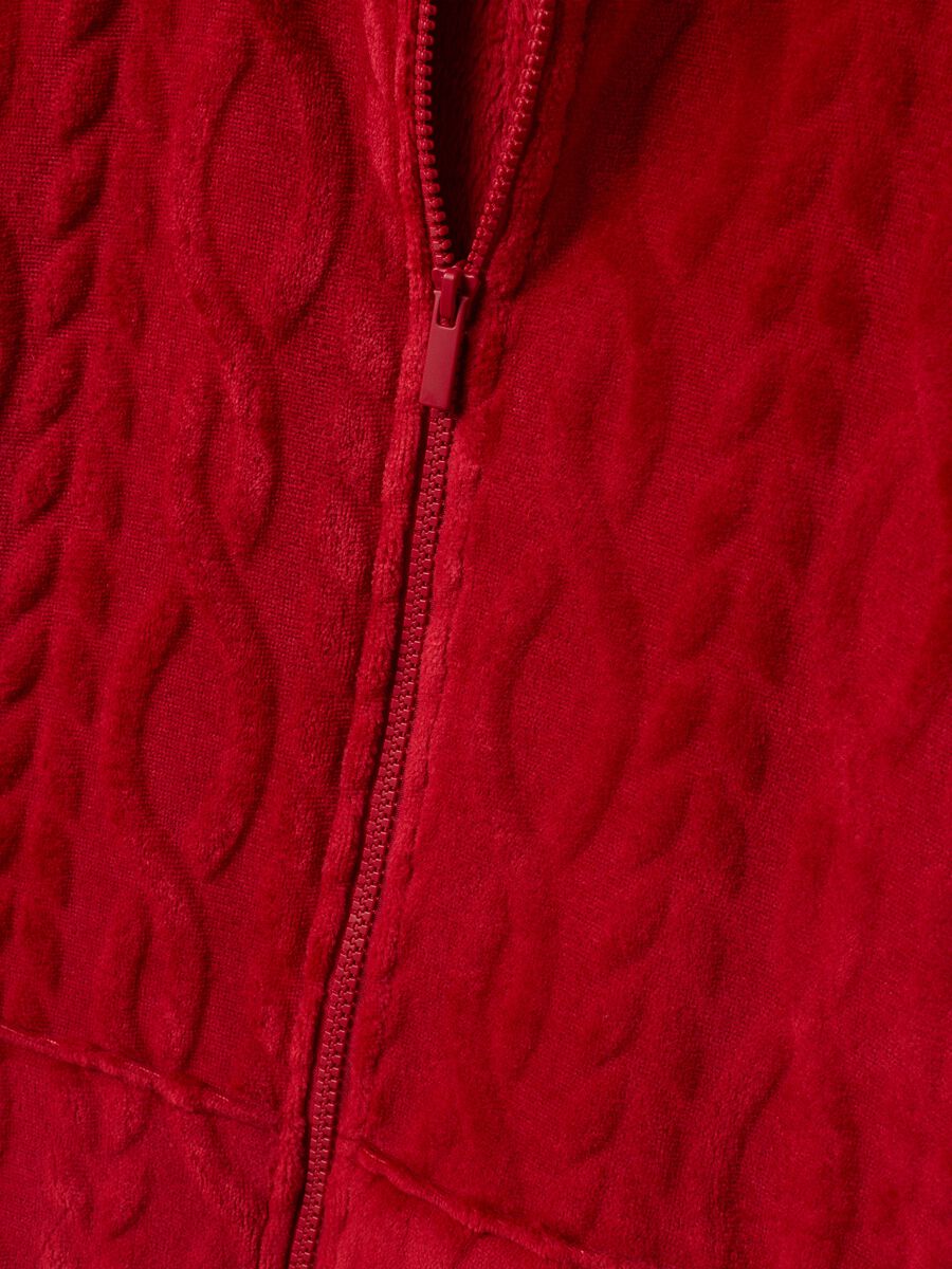 Vestaglia rossa con cappuccio e zip_1