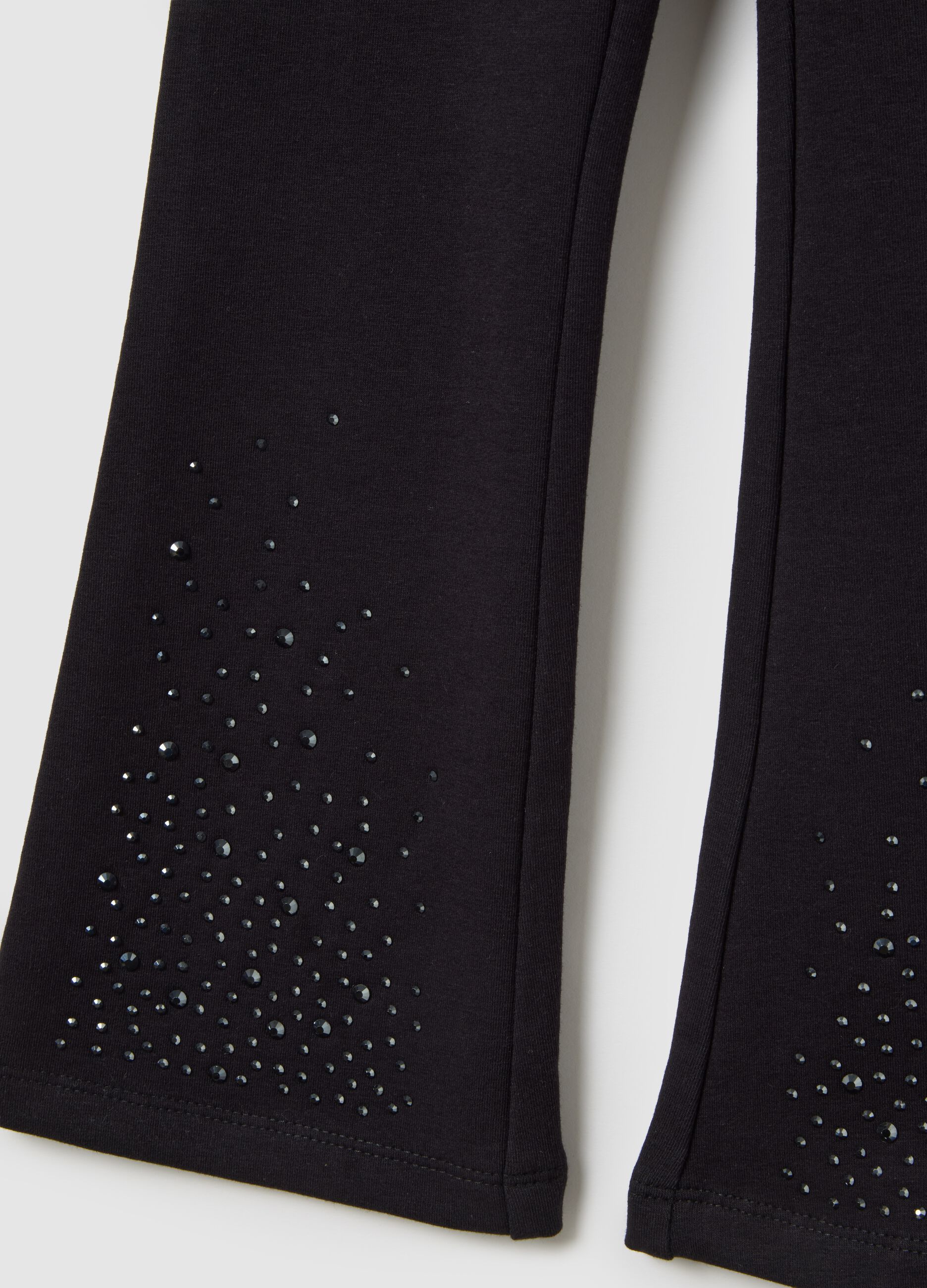 Girls' Black Cotton Stretch Flare Leggings