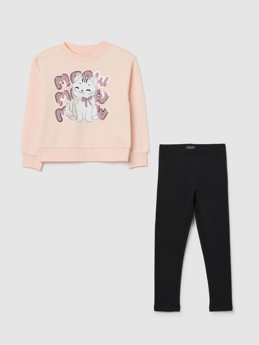 Set jogging da bambina in cotone rosa regular fit_0