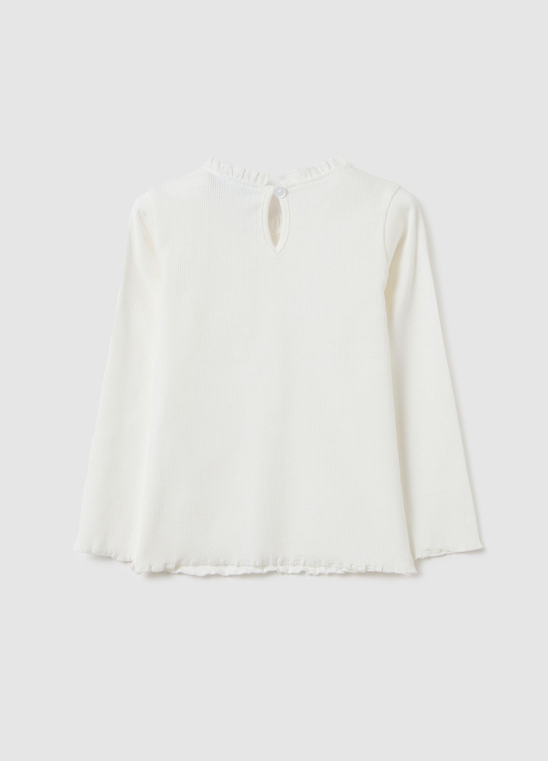 Maglietta da bambina in cotone elasticizzato bianca regular fit