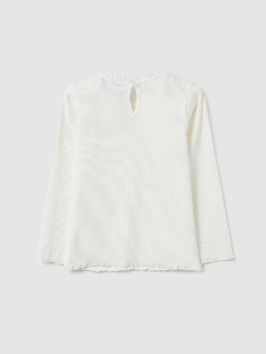 Maglietta da bambina in cotone elasticizzato bianca regular fit_1