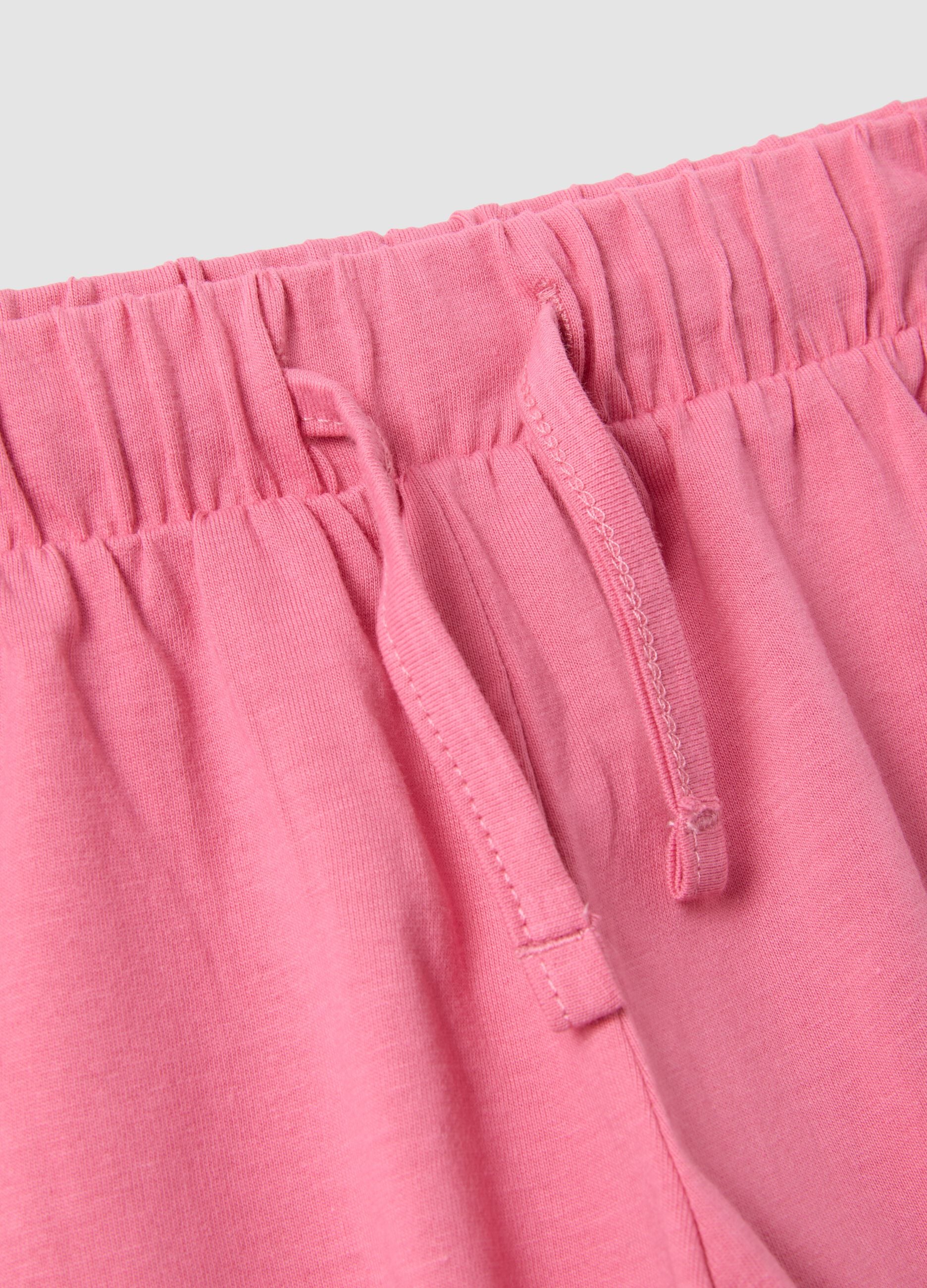 Pink and white pure cotton set with top and shorts