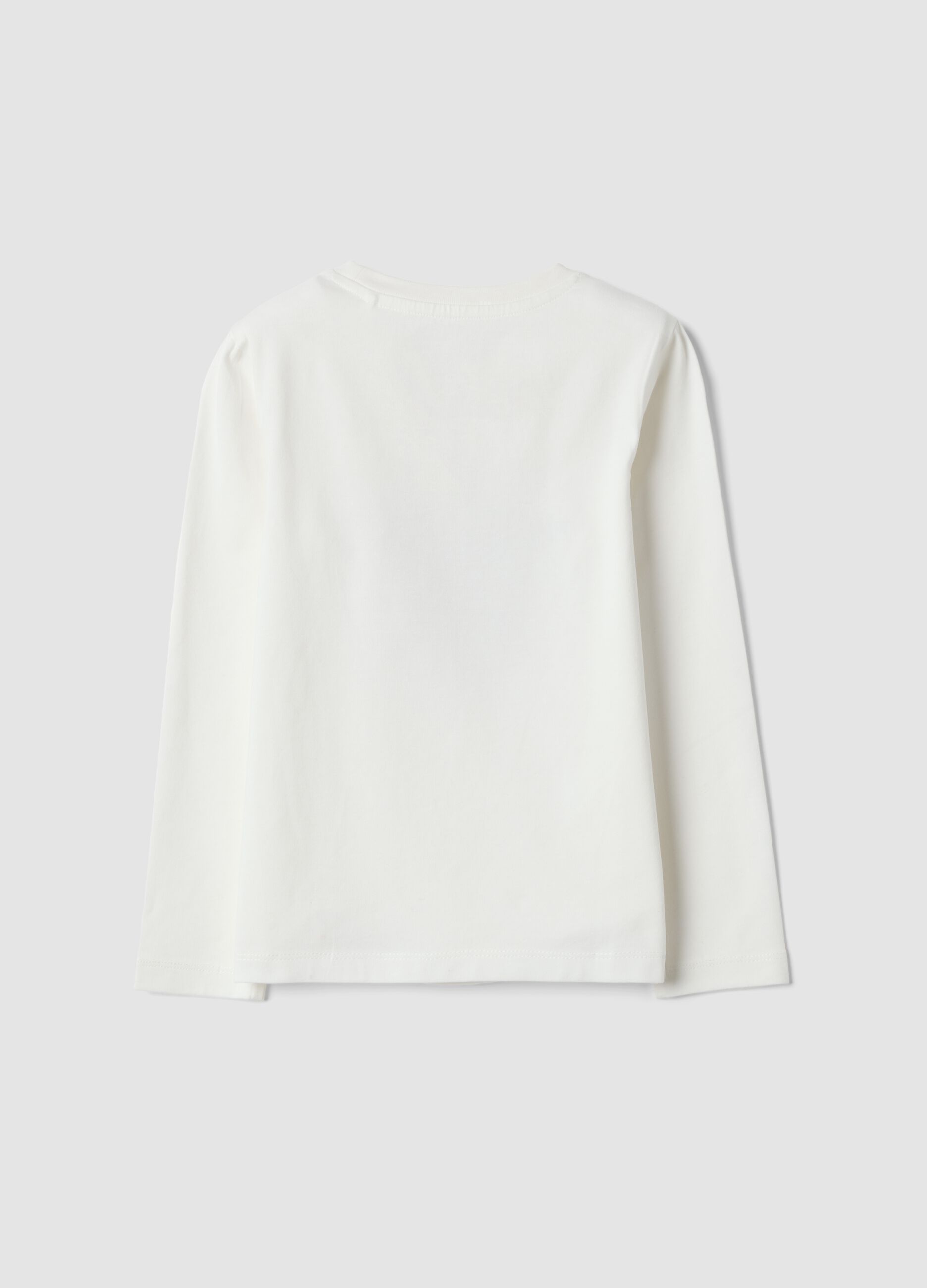 T-shirt bianca in cotone organico elasticizzato girocollo