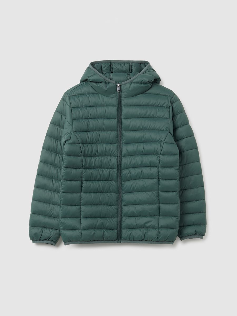 Giacca imbottita verde da ragazzo con cappuccio_3