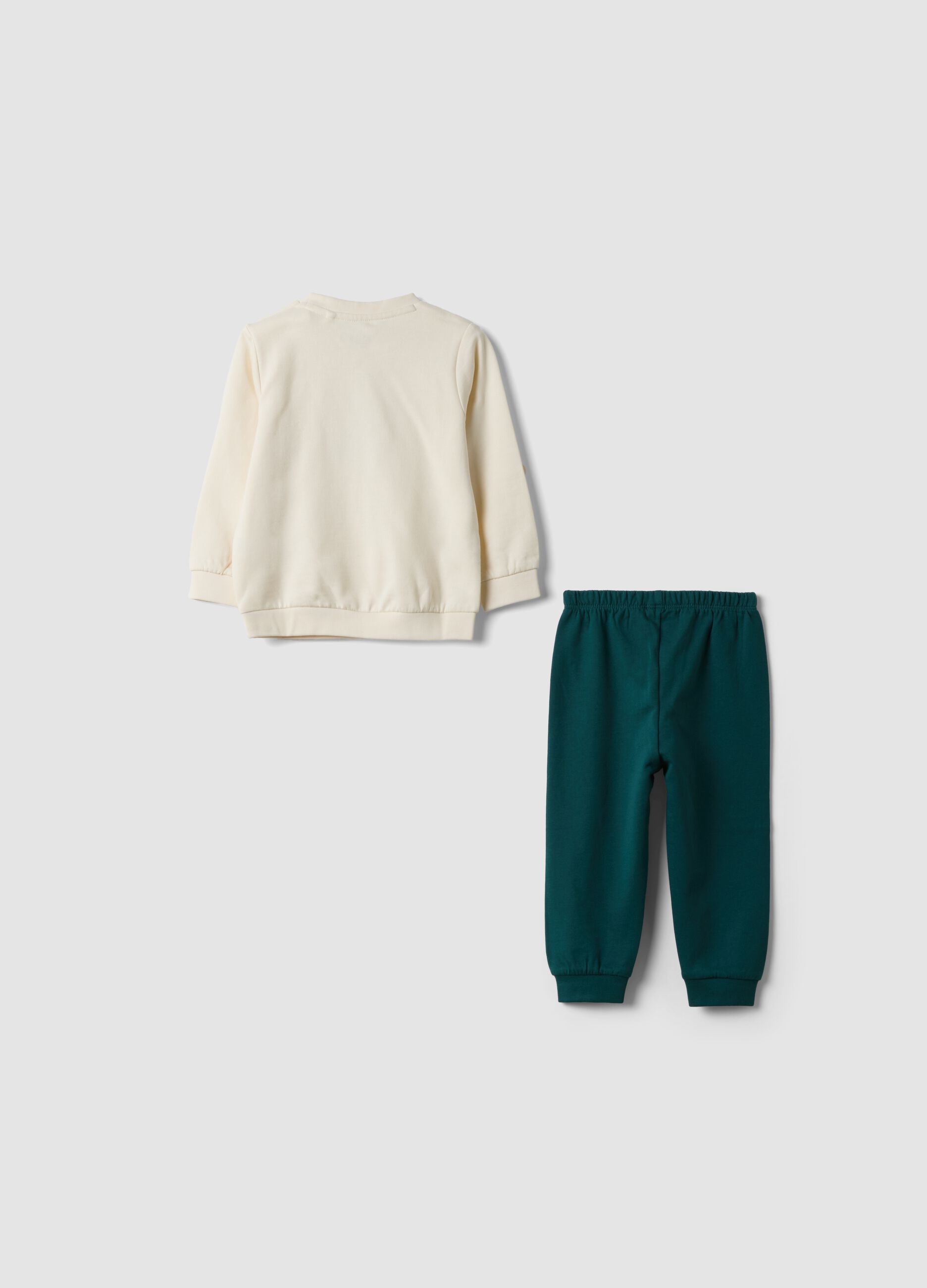 Green pure organic cotton crew-neck pyjamas