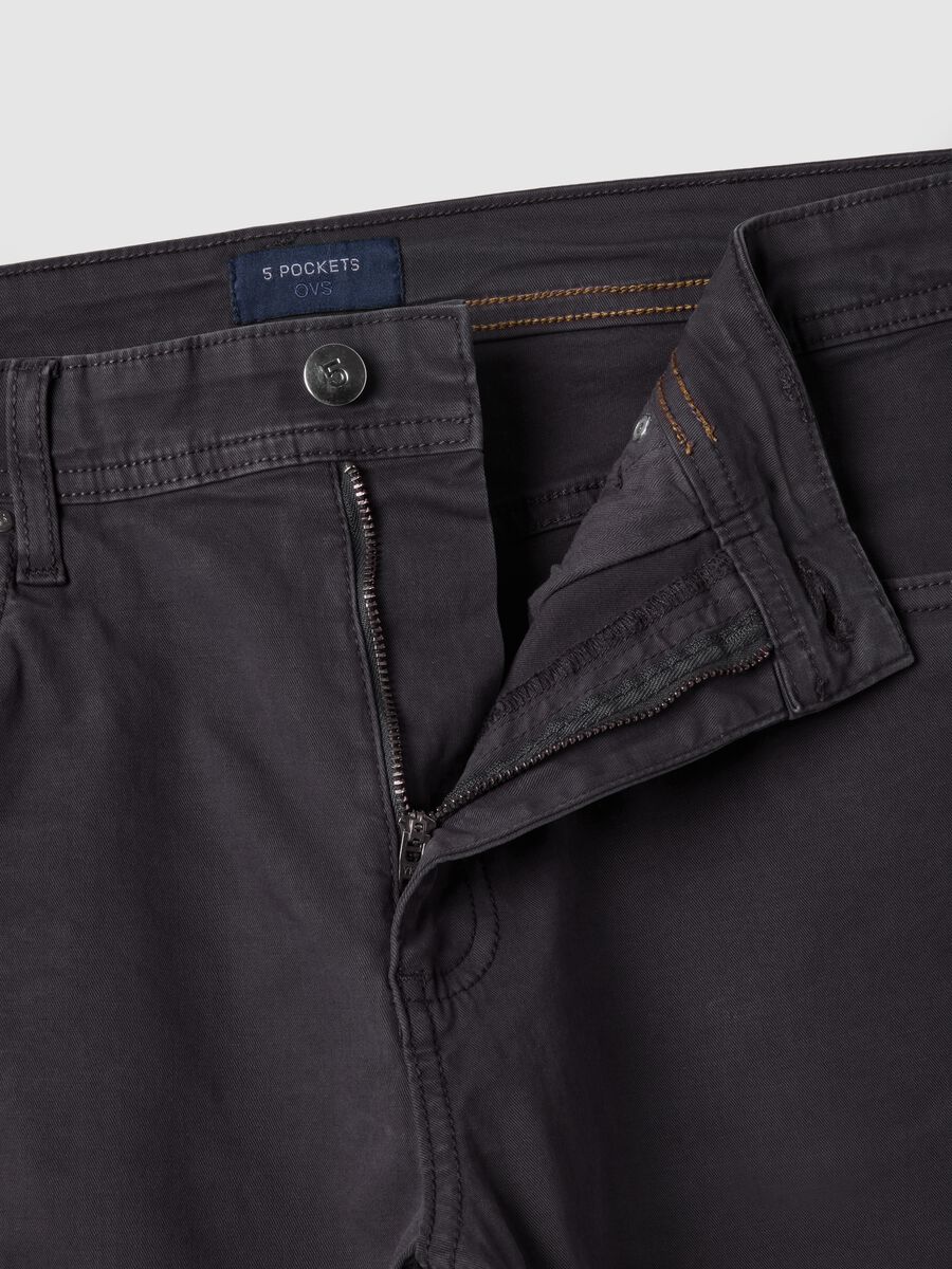 Black Stretch Cotton Slim Fit Trousers_5