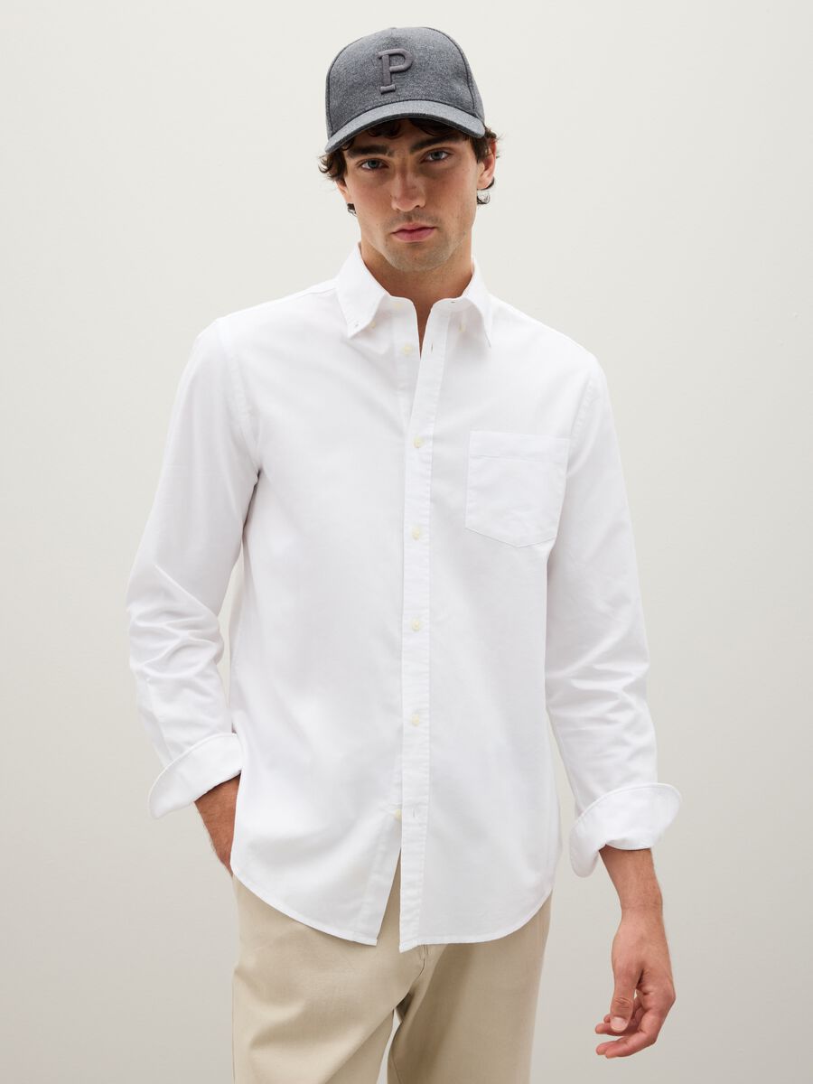 Oxford cotton shirt with button-down collar_1