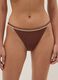 Brown stretch bikini bottoms with contrast trim_1