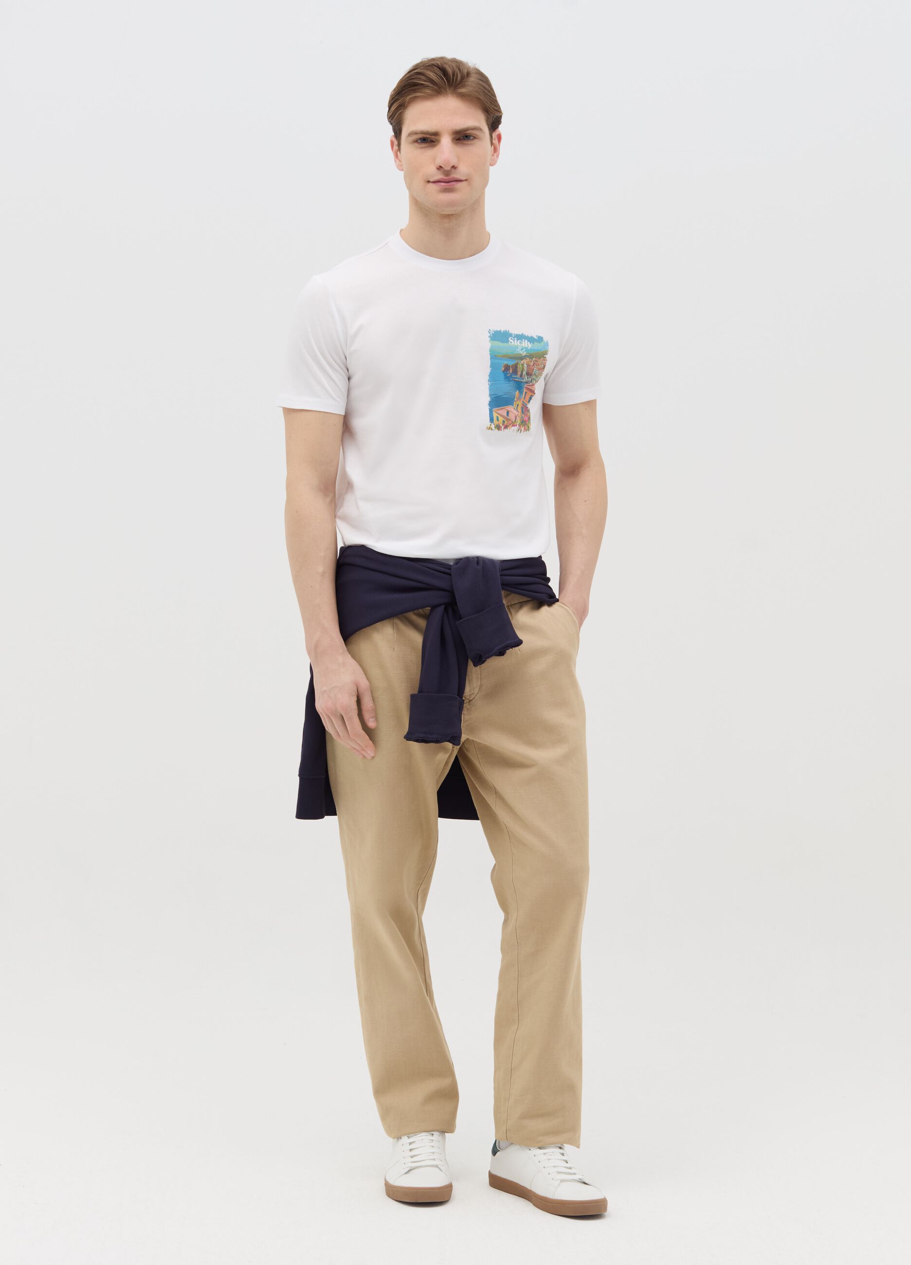 Cotton T-shirt with "Sicily Italy" print