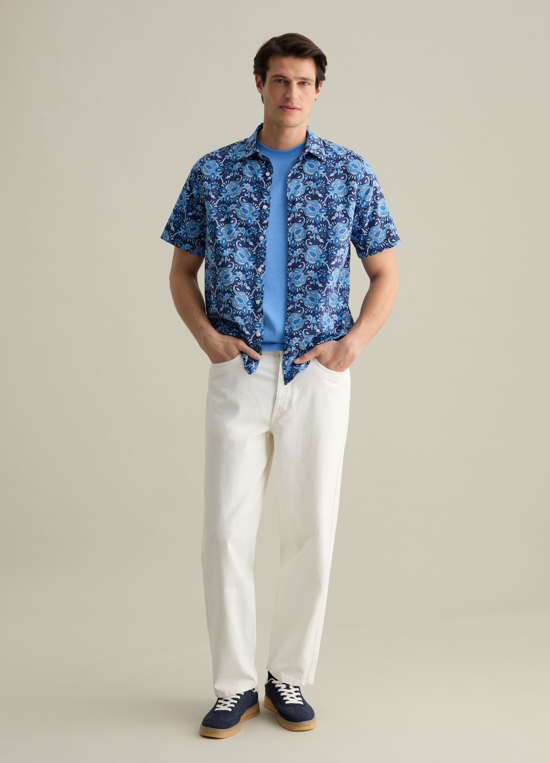 Camicia a maniche corte stampa paisley