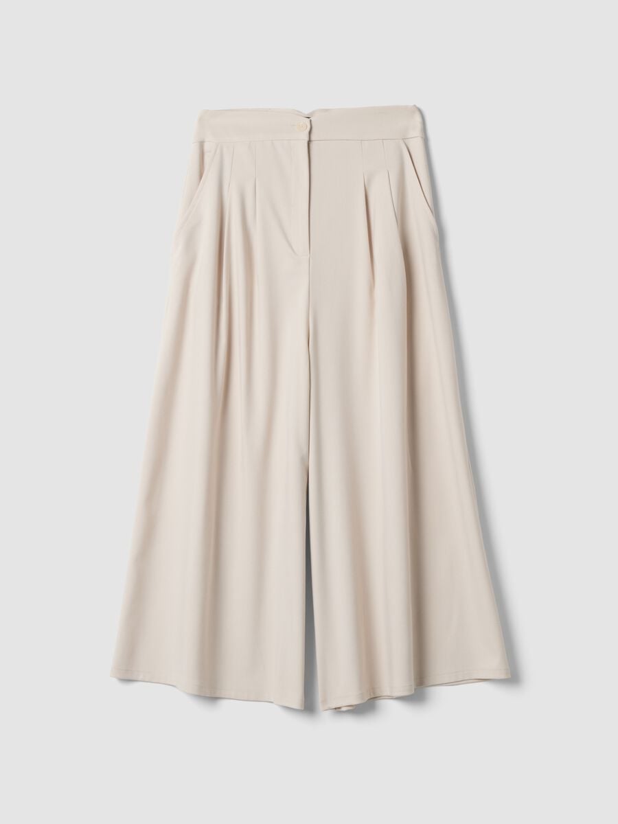Gonna pantalone marrone in viscosa elasticizzata_0