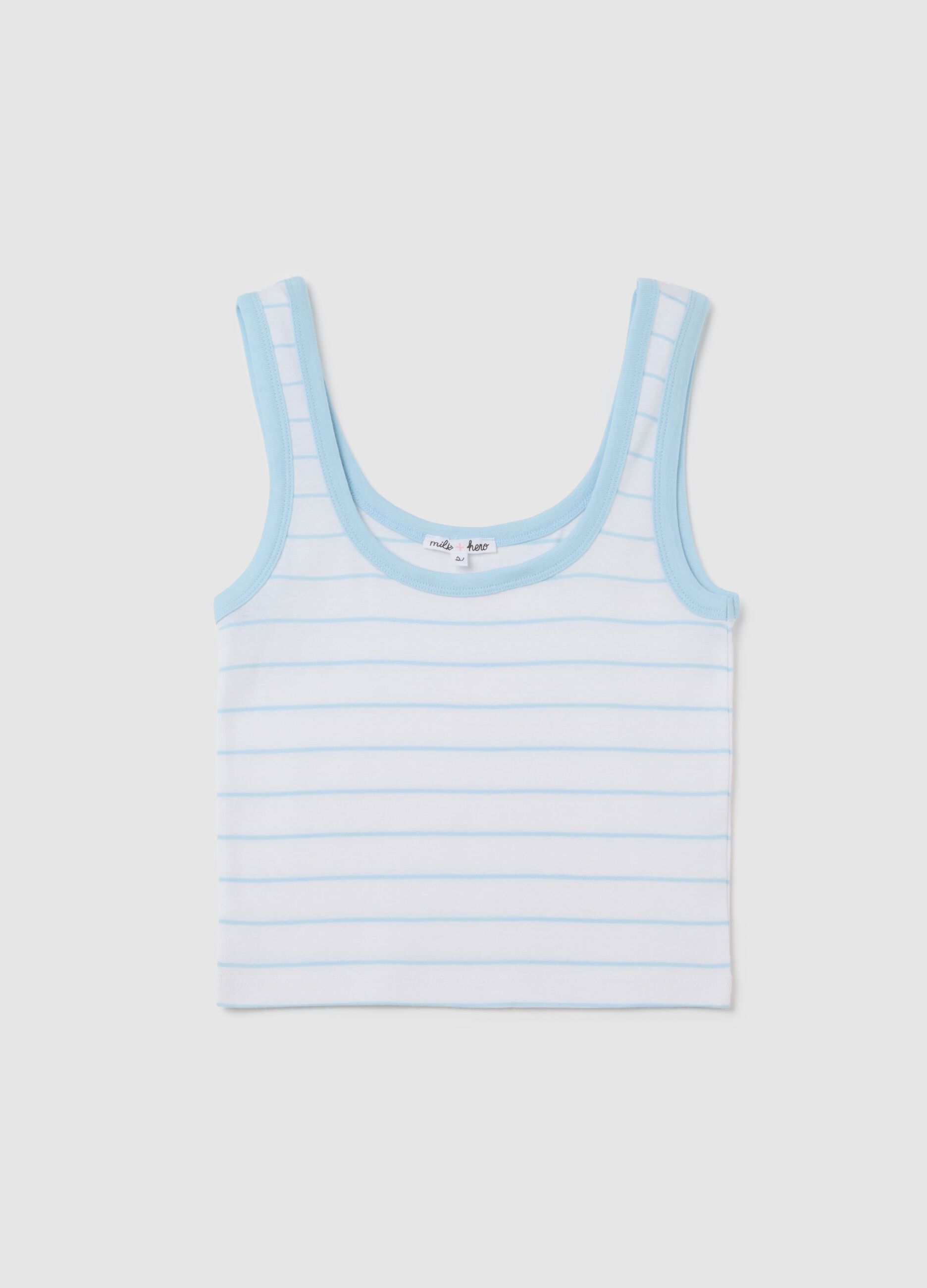 Women's pure cotton multicolour regular fit vest with white and blue stripes