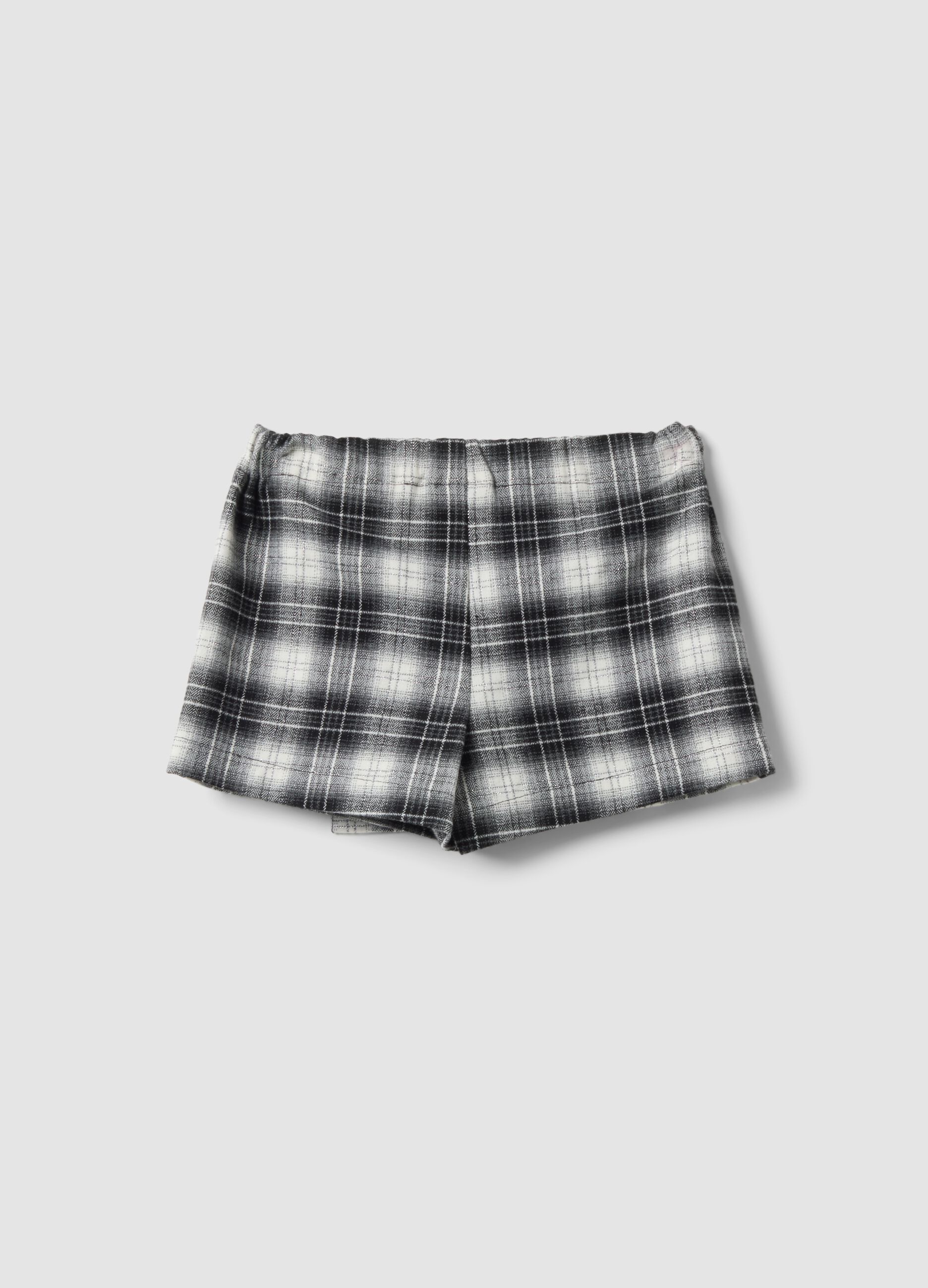 Gonna pantalone nera in viscosa elasticizzata a quadri